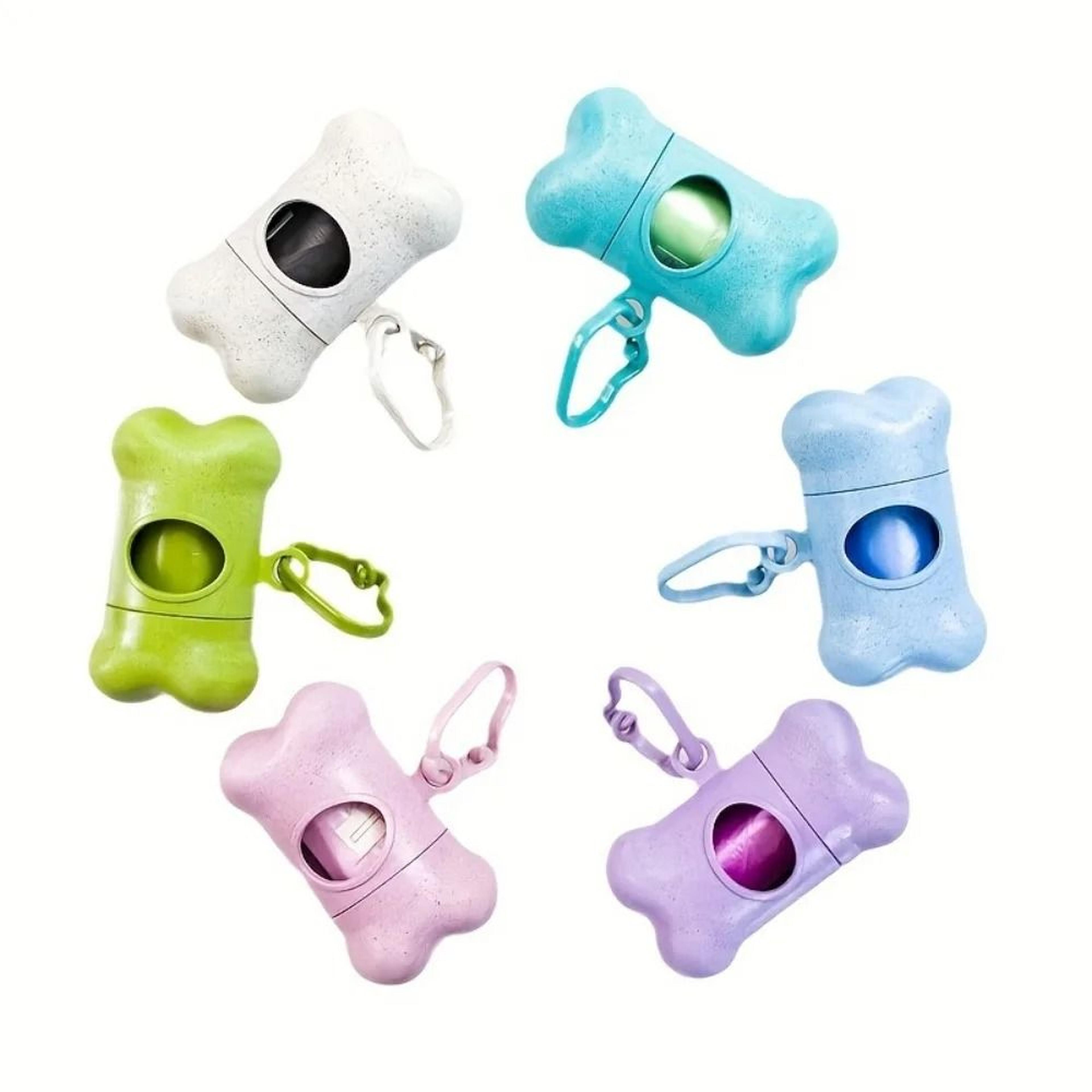 portable bone shaped pet waste bag dispenser with clip for dog walking