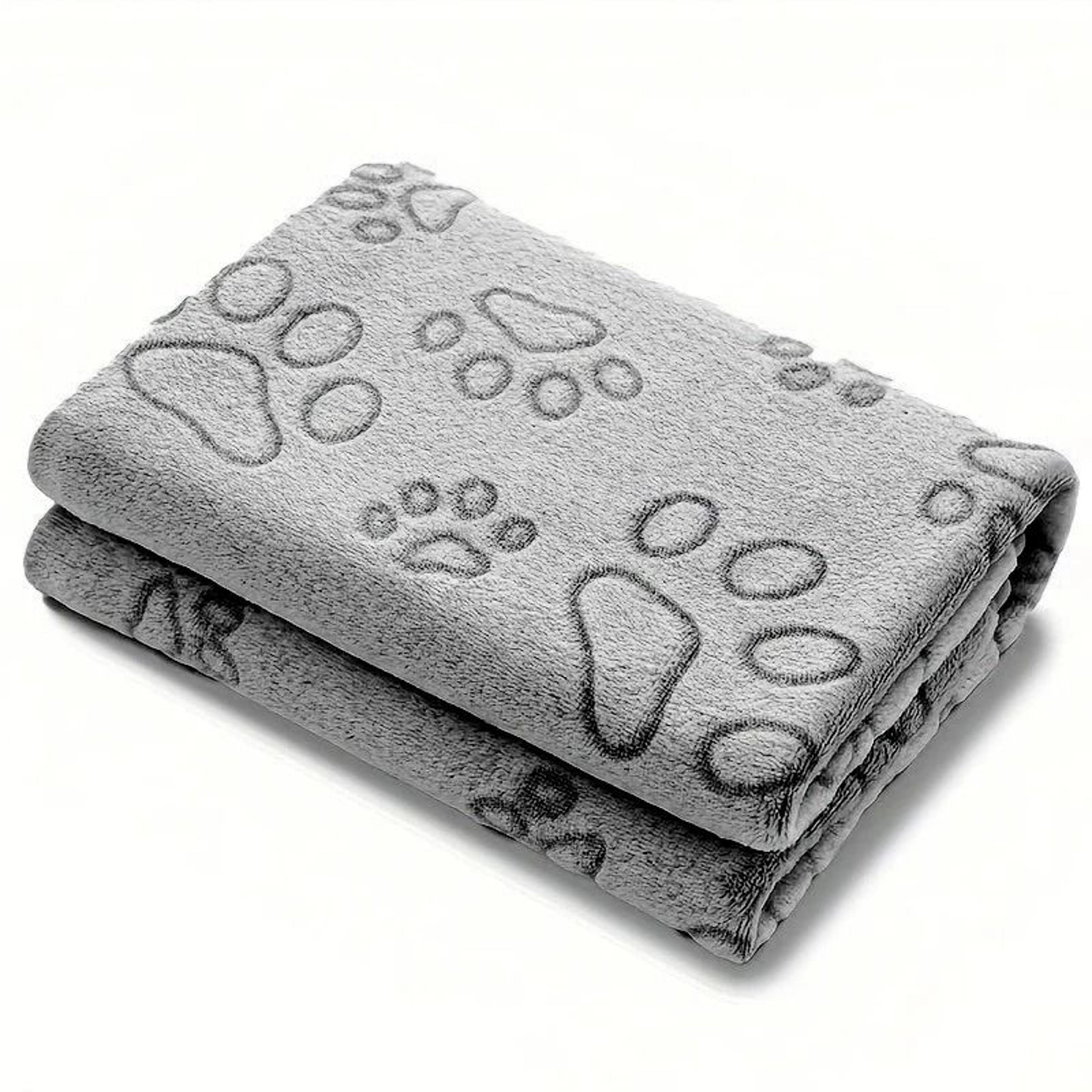 cozy plush dog paw print blanket soft flannel pet bed mat for cats and small to medium dogs