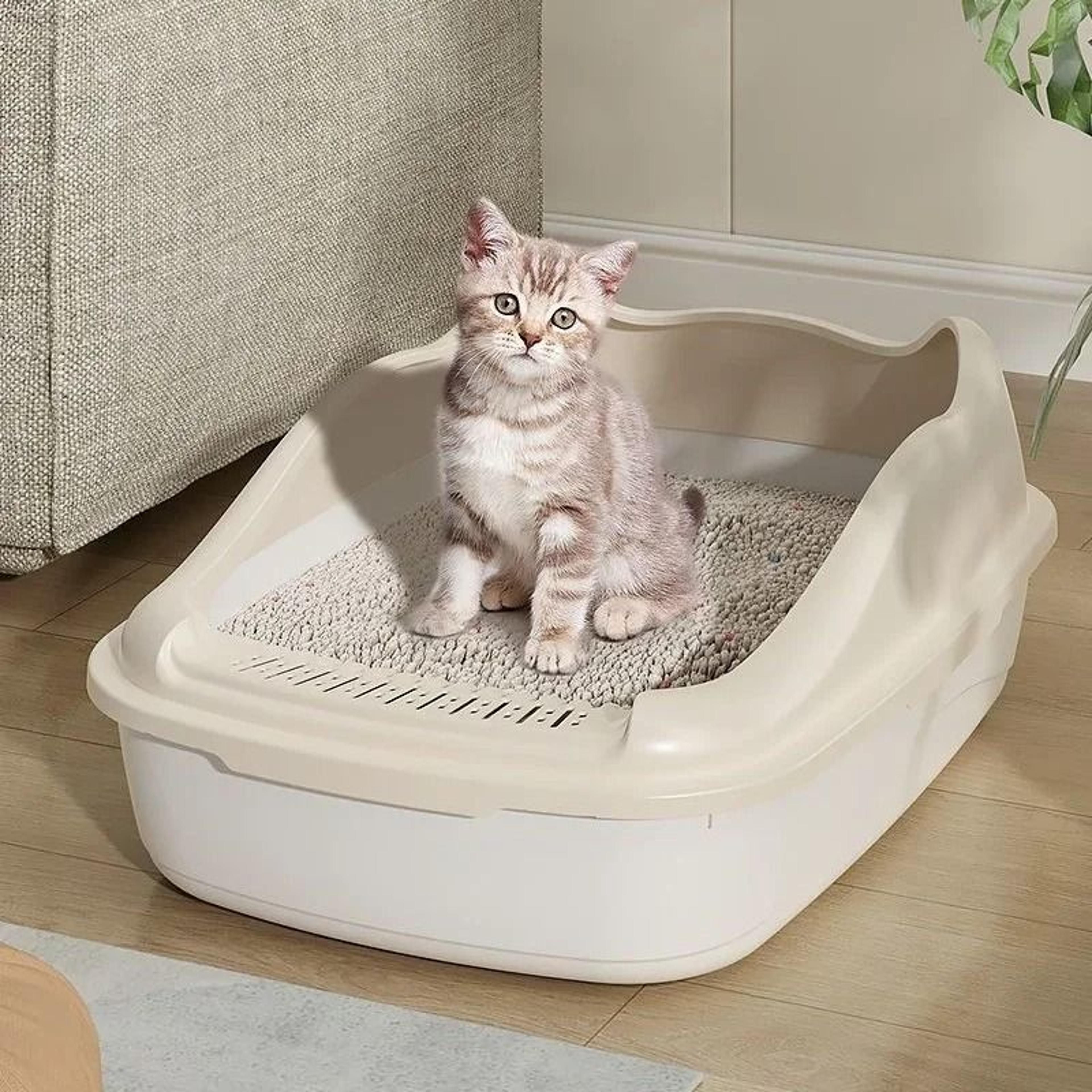 anti splash cat litter box sandbox tray for kittens and cats