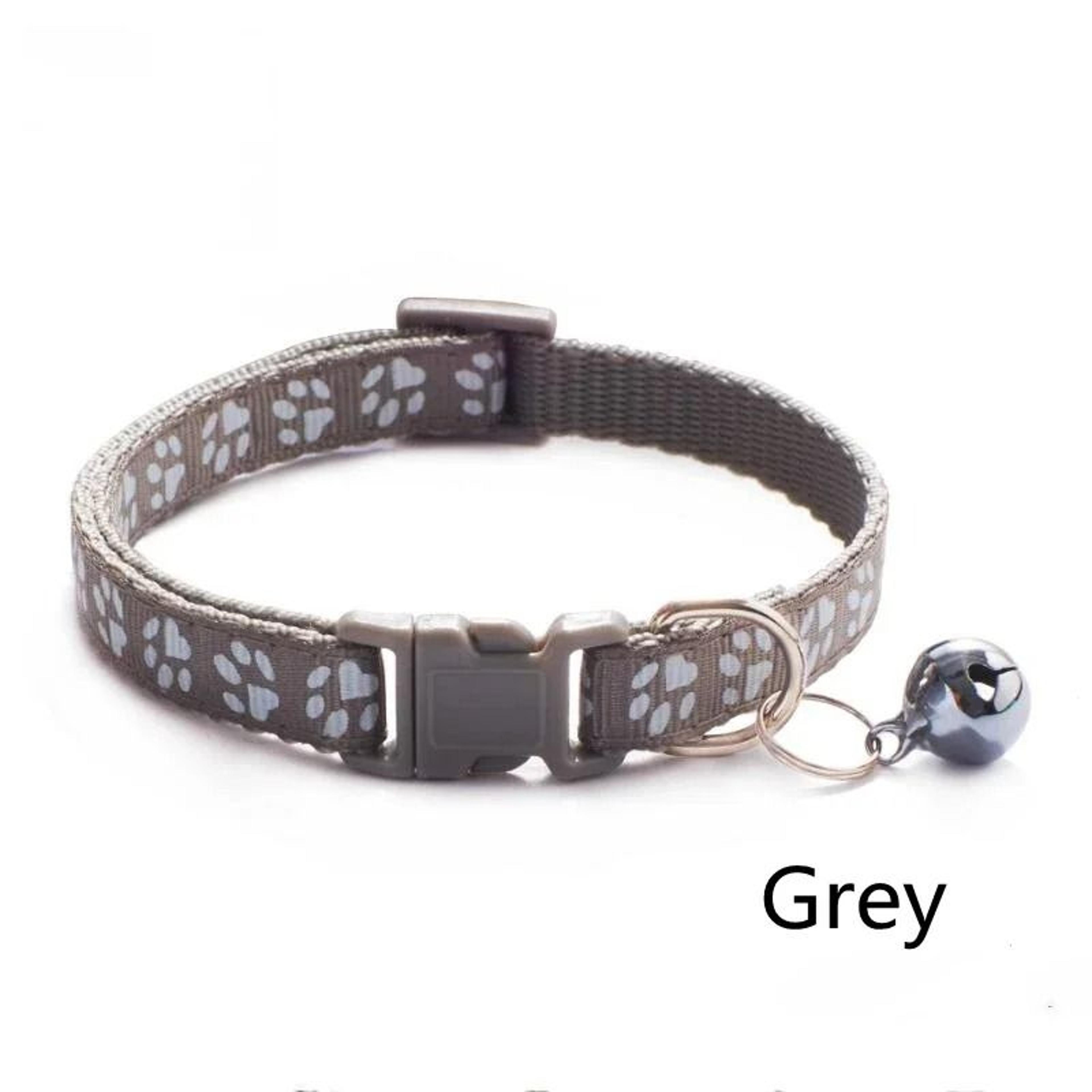 colorful paw print adjustable pet collar with bell