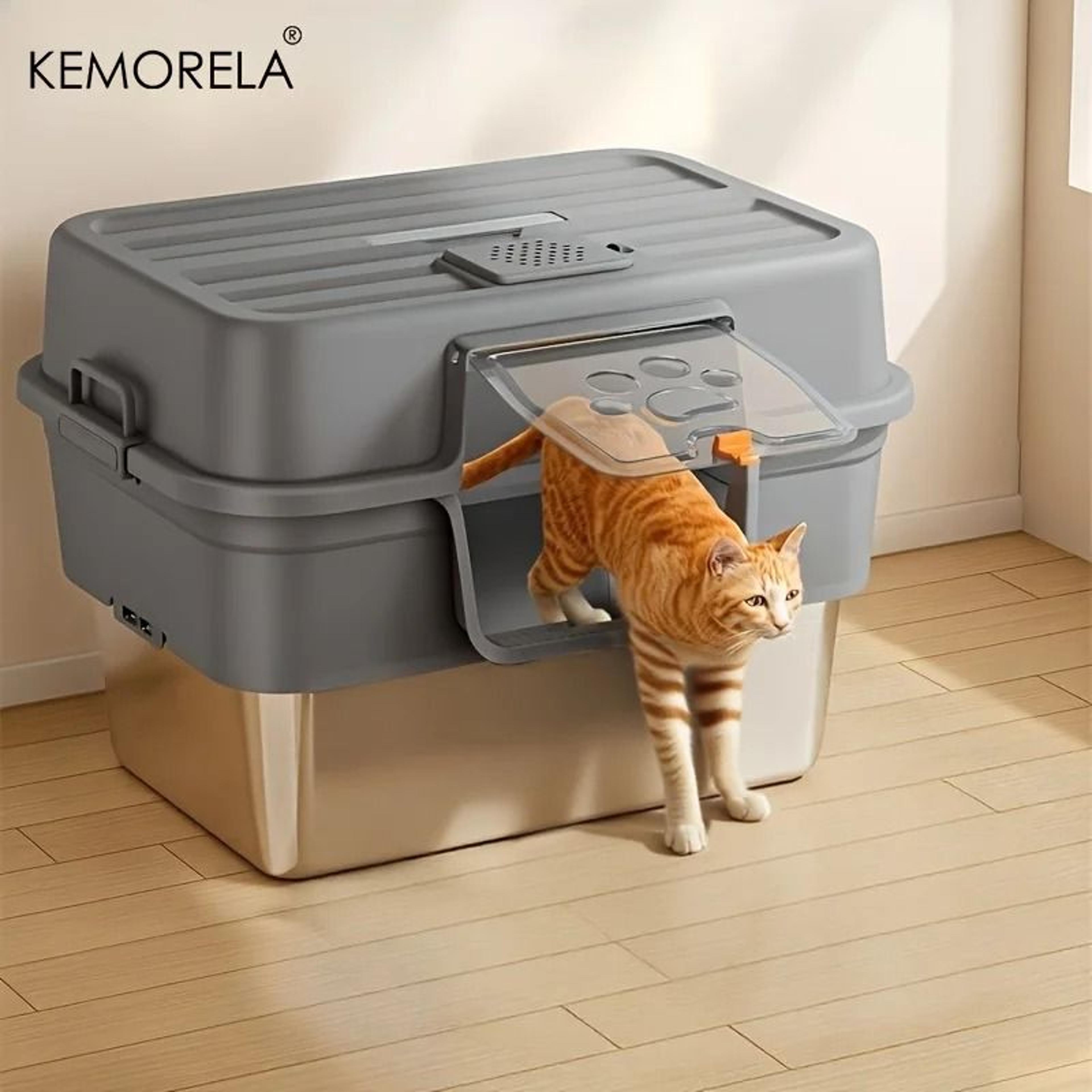 xl enclosed cat litter box with stainless steel base odor control anti splash design for large cats
