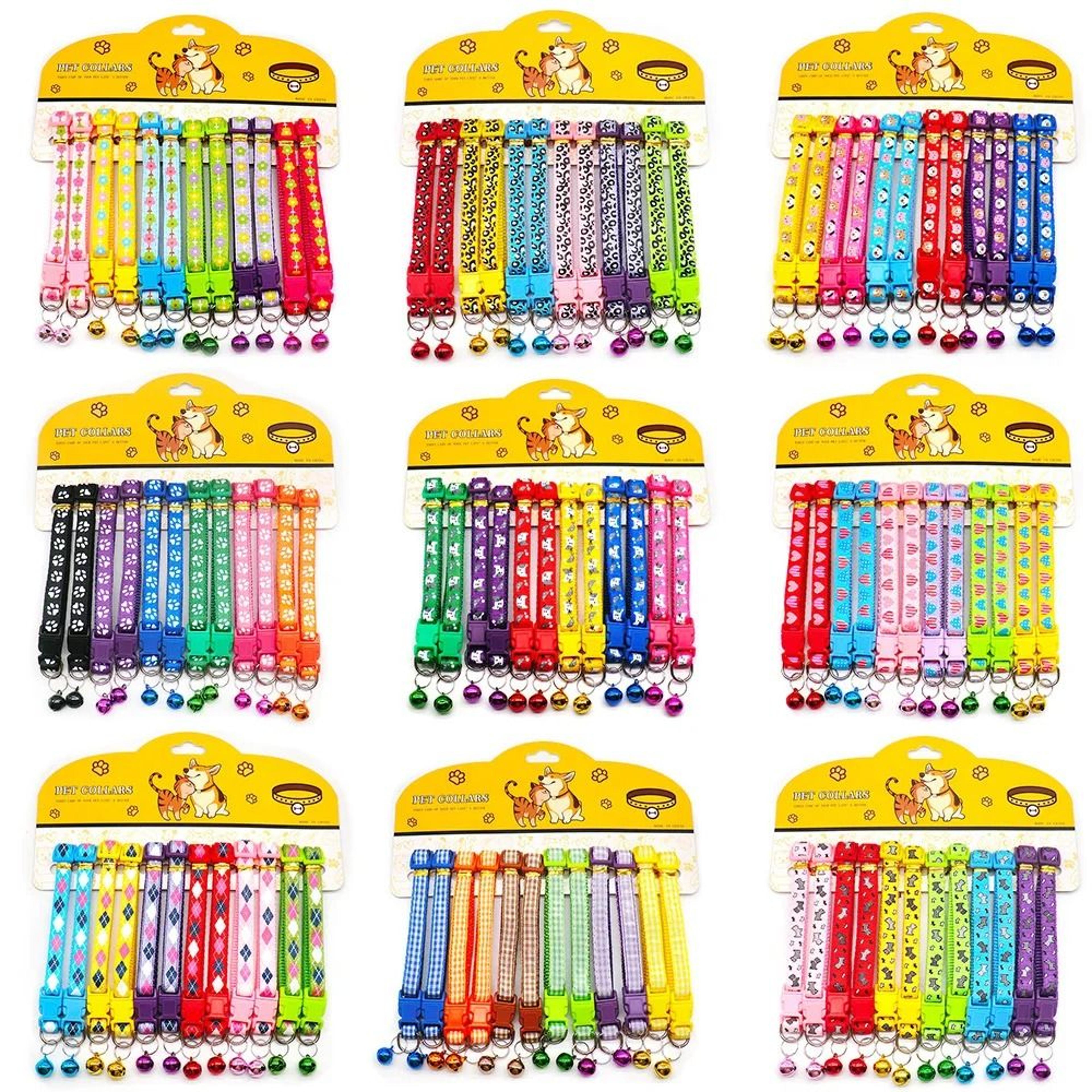 twelve piece adjustable nylon pet collar set with bell for cats dogs and puppies