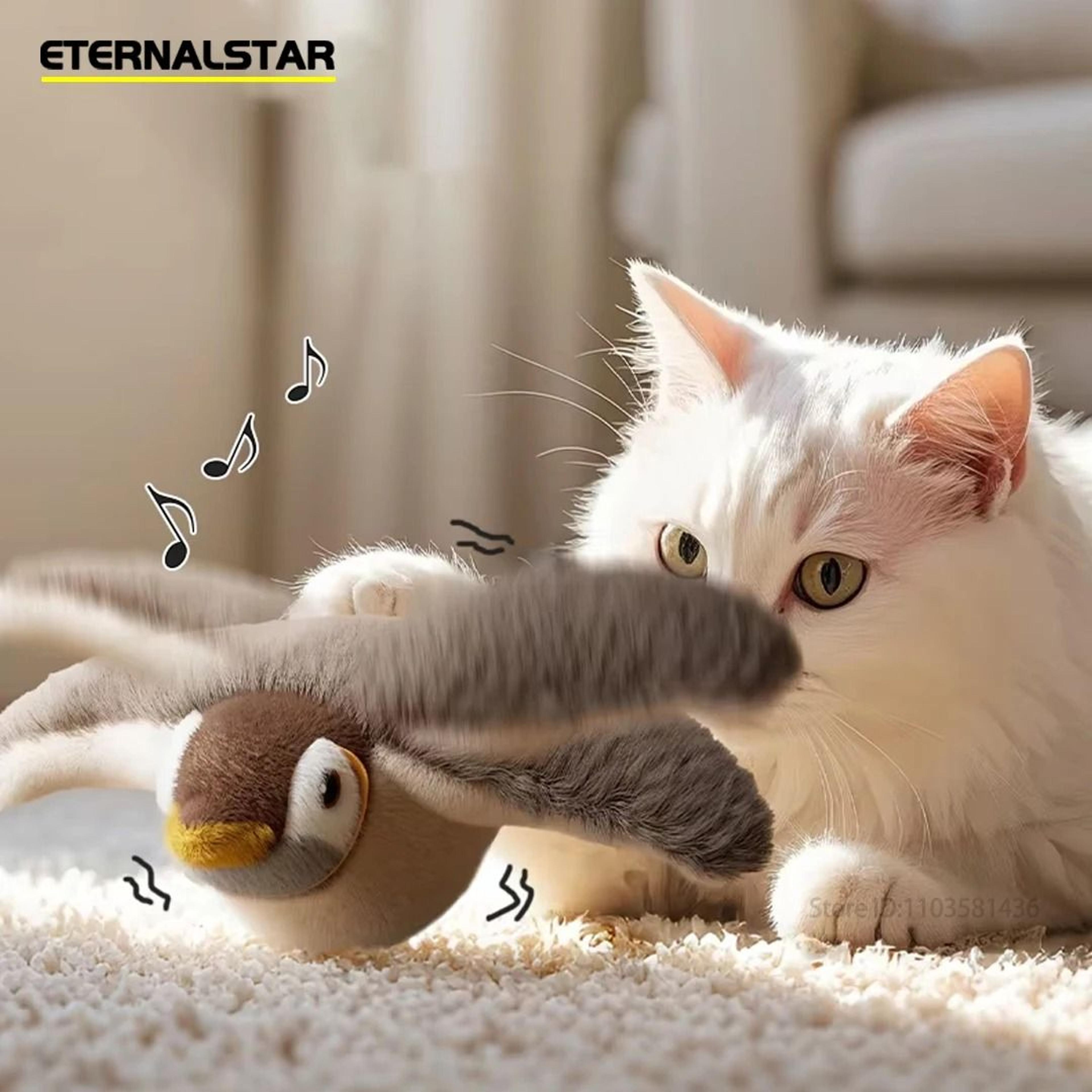 usb rechargeable flapping bird cat toy with catnip chirping sound for interactive kitten play