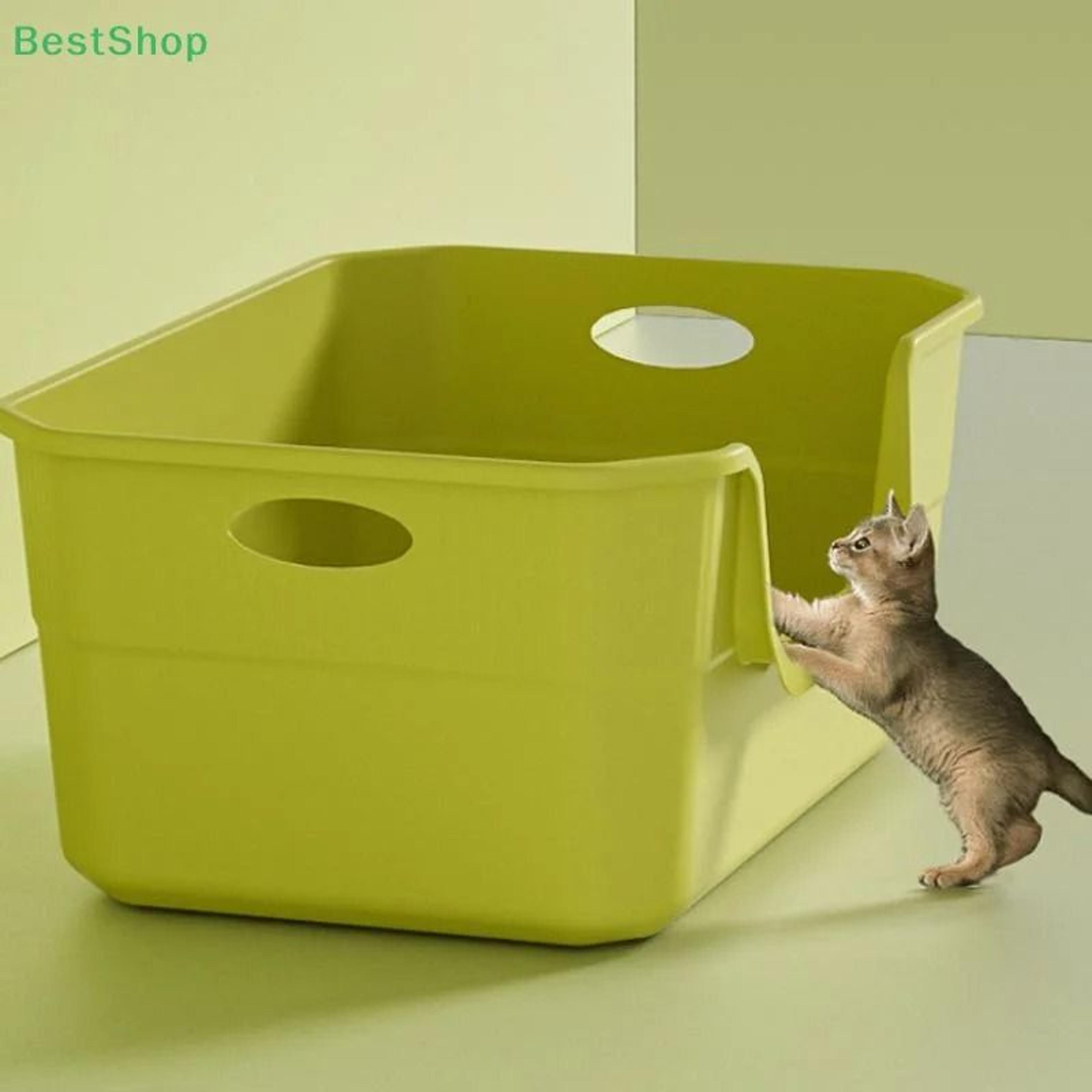 extra large high sided cat litter box with semi enclosed anti splash design