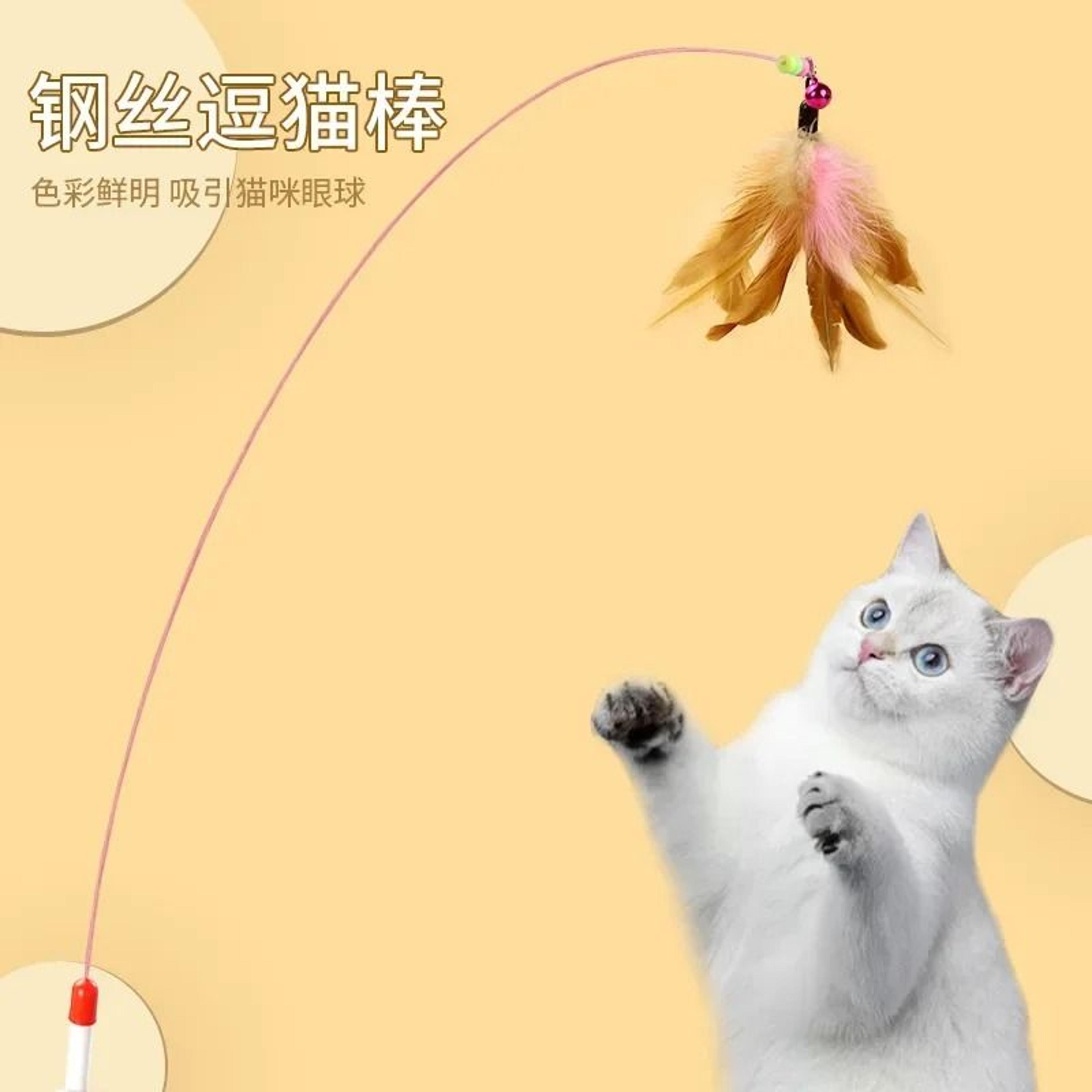 telescopic cat wand carbon fiber feather toy for interactive indoor cat exercise