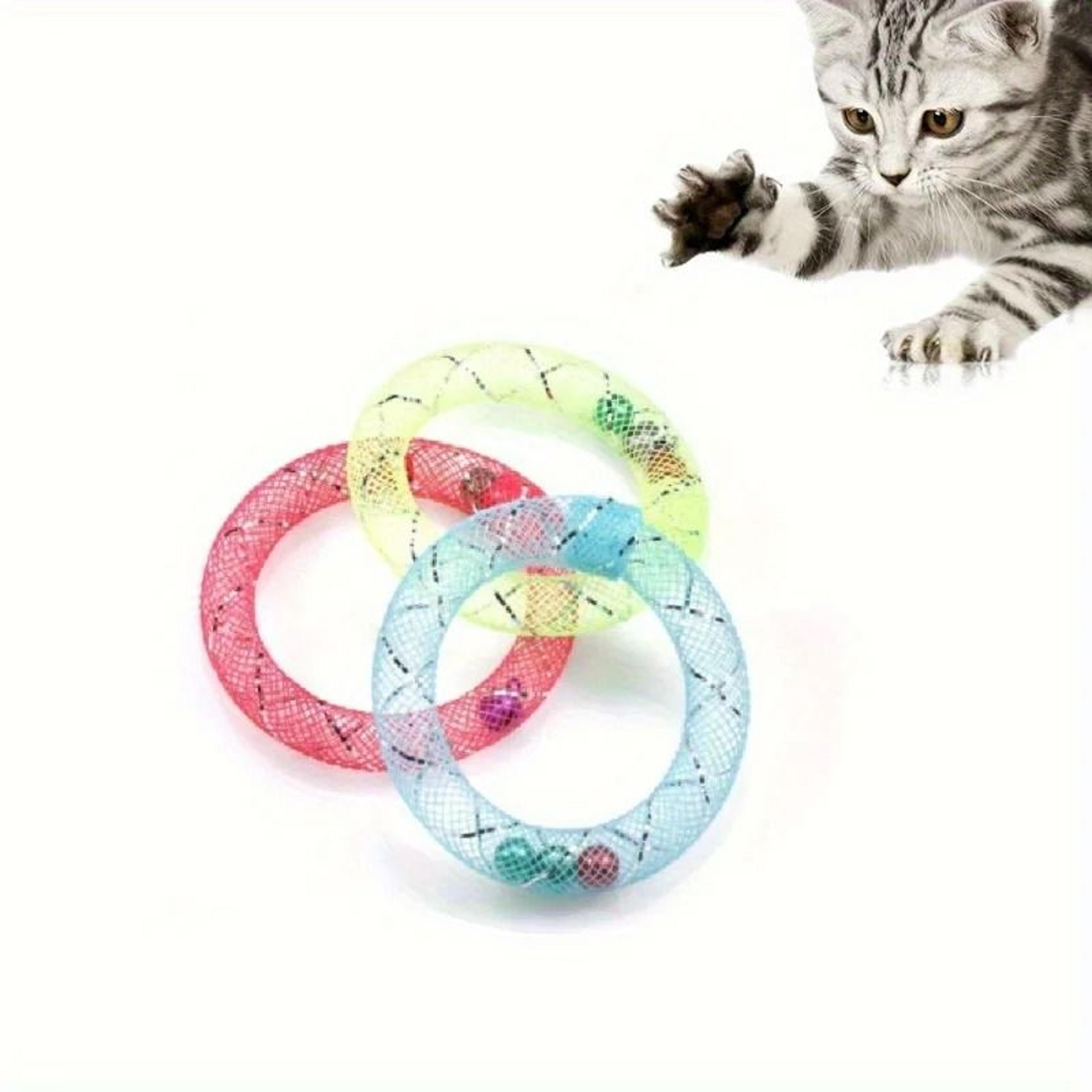 donut cat toy with bell sound bouncing spring for self play and kitten fun