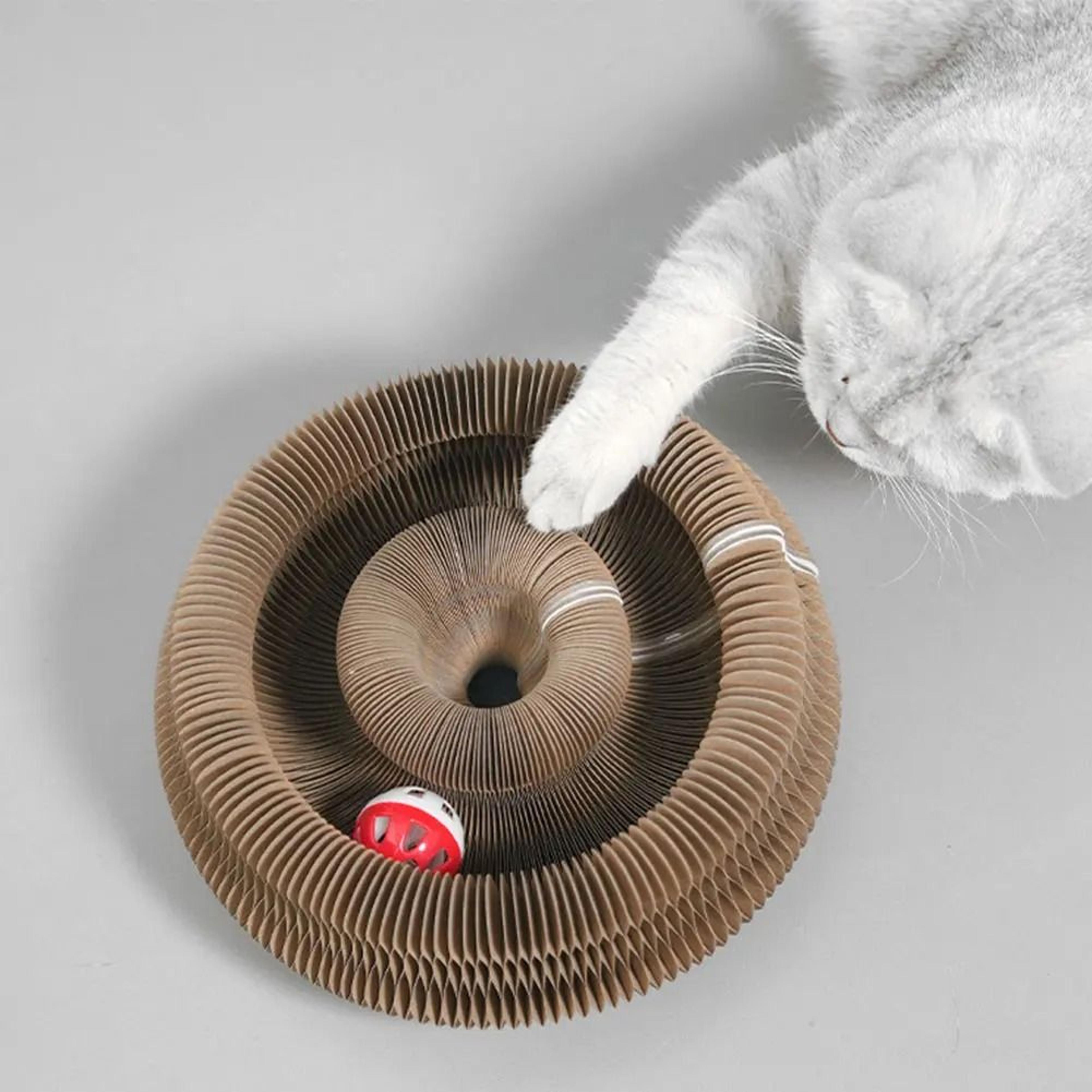 accordion cat scratcher bed corrugated foldable toy for indoor cat boredom relief