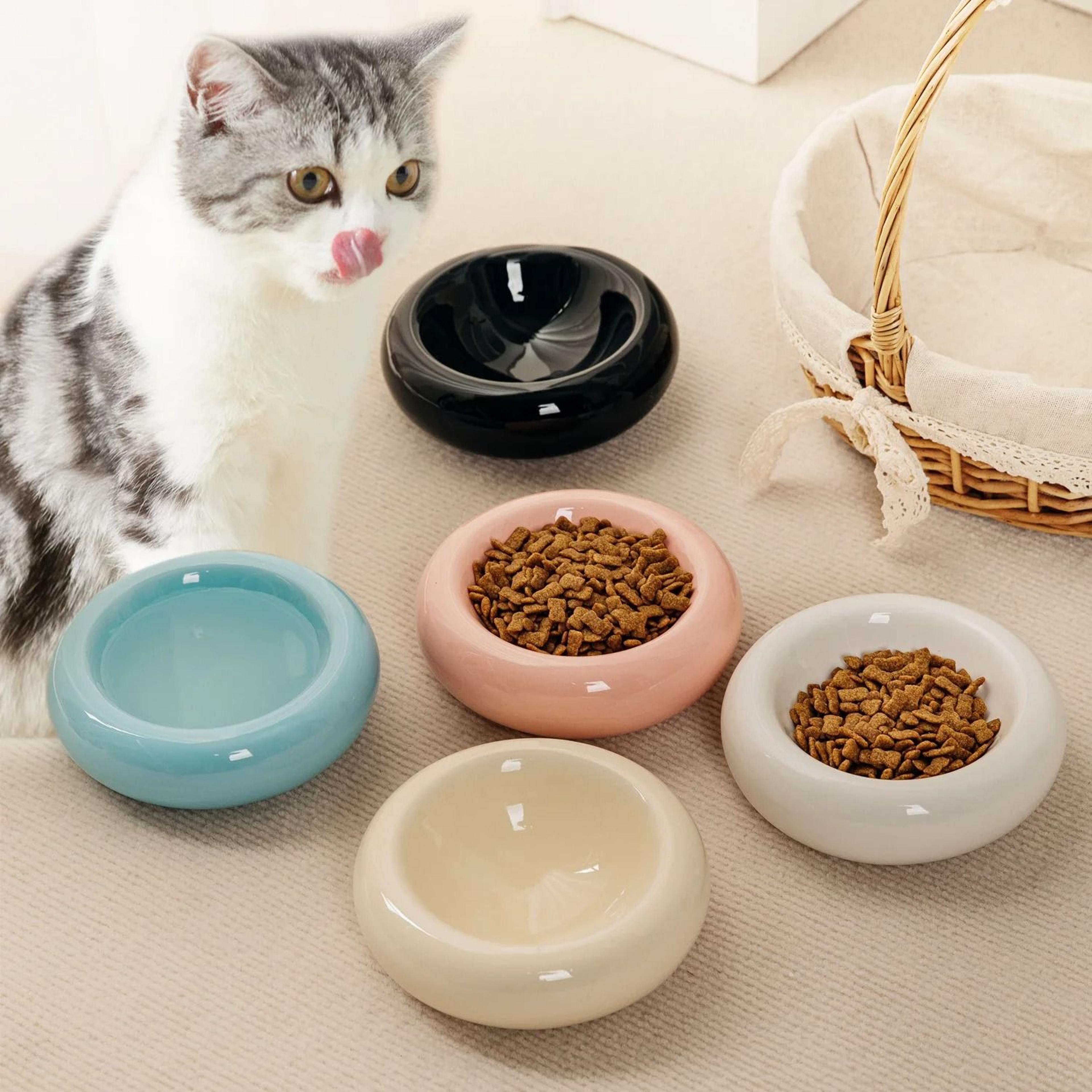 ceramic cat bowl donut shape non slip pet food dish for cats and kittens