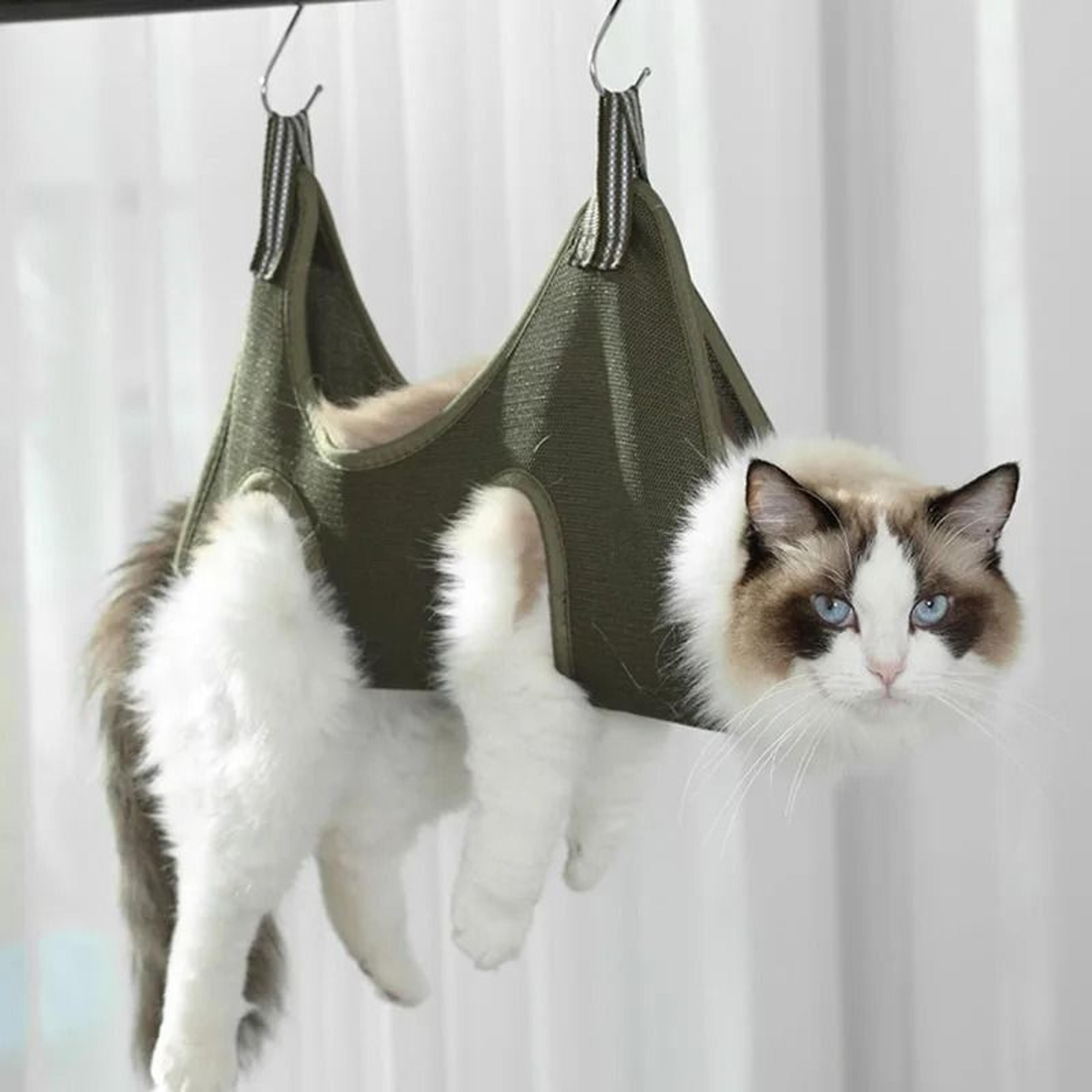 pet grooming hammock cat nail clipping restraint bag with hooks for dogs