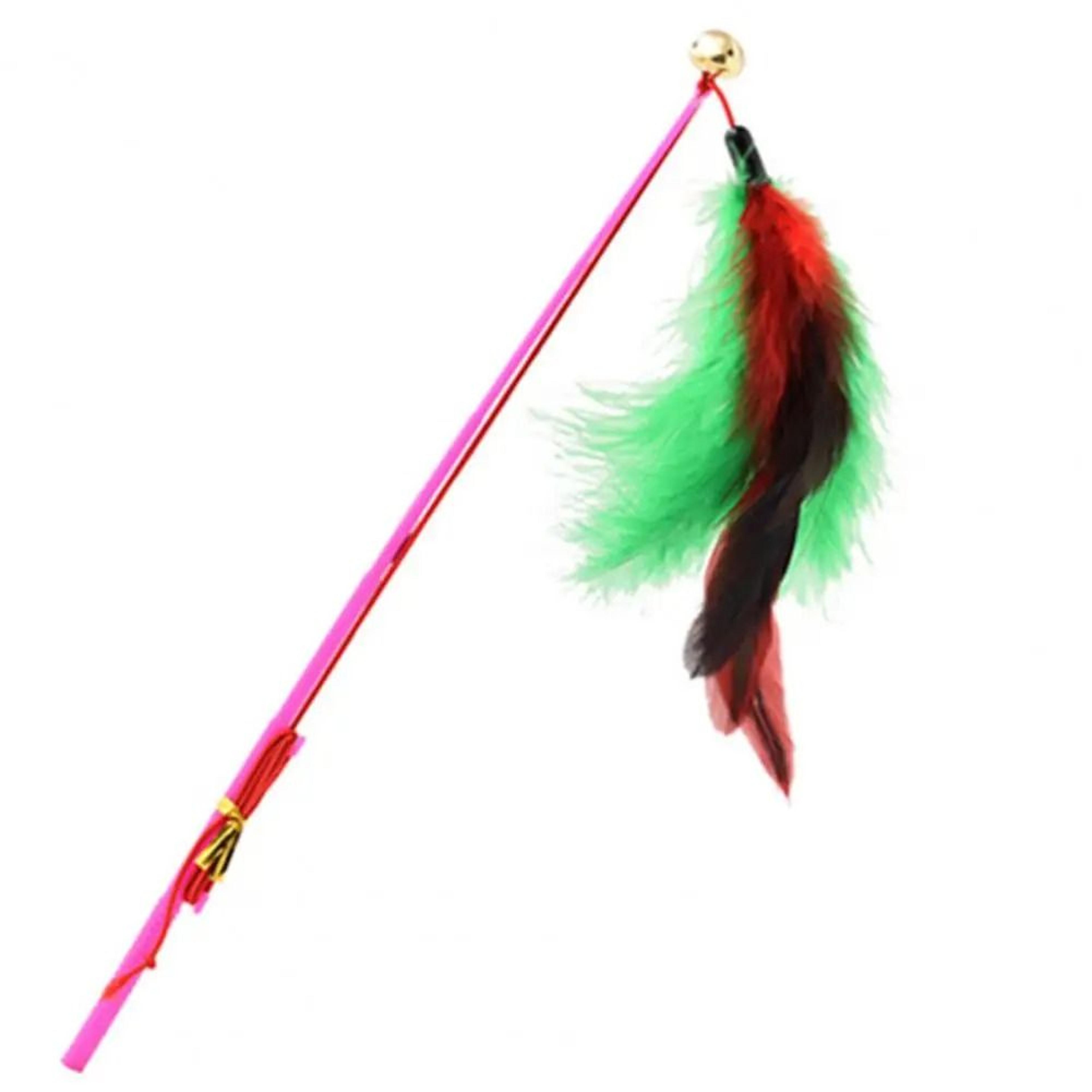 interactive feather cat wand toy with bells for kitten exercise and play