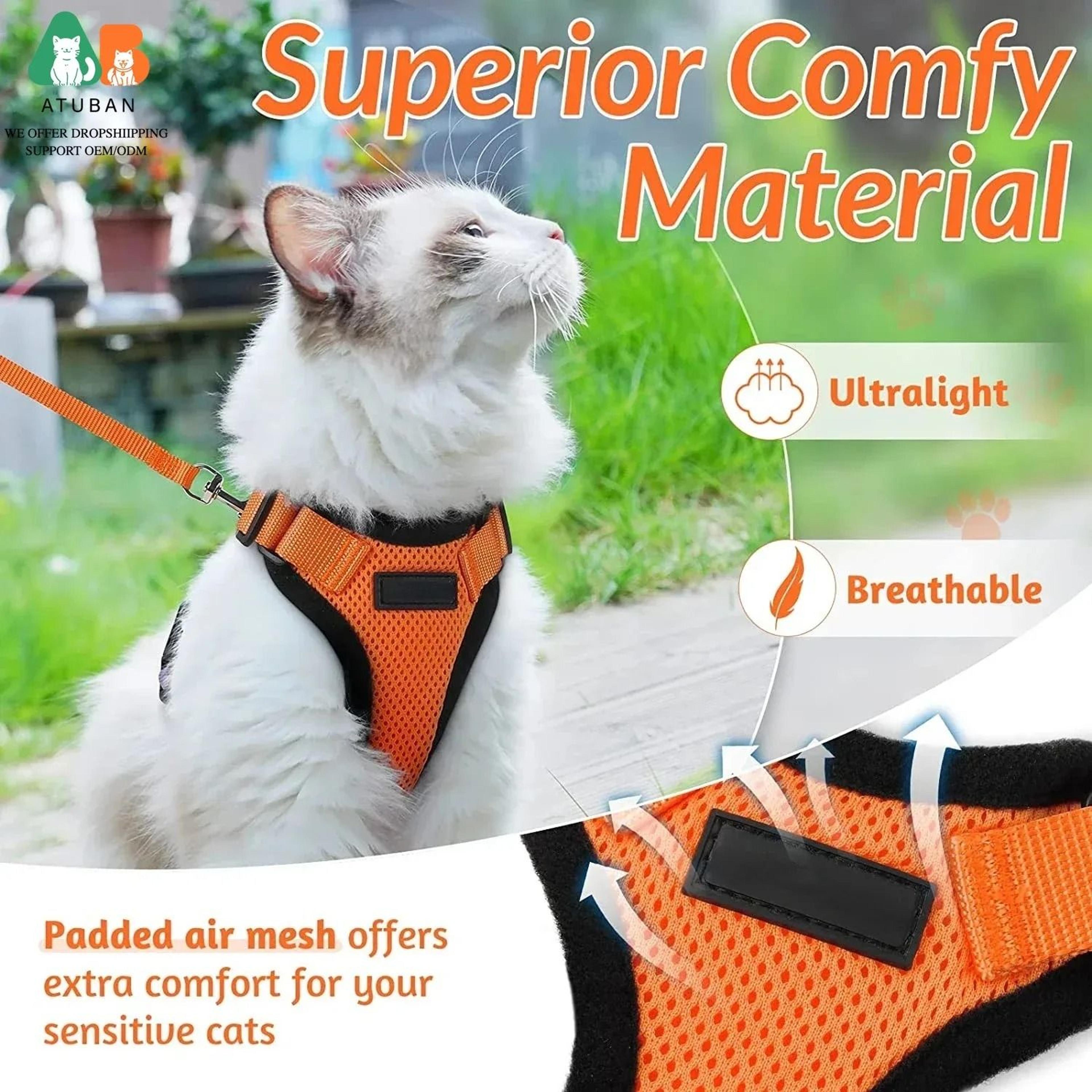escape proof cat harness and leash soft adjustable reflective vest for safe outdoor walking