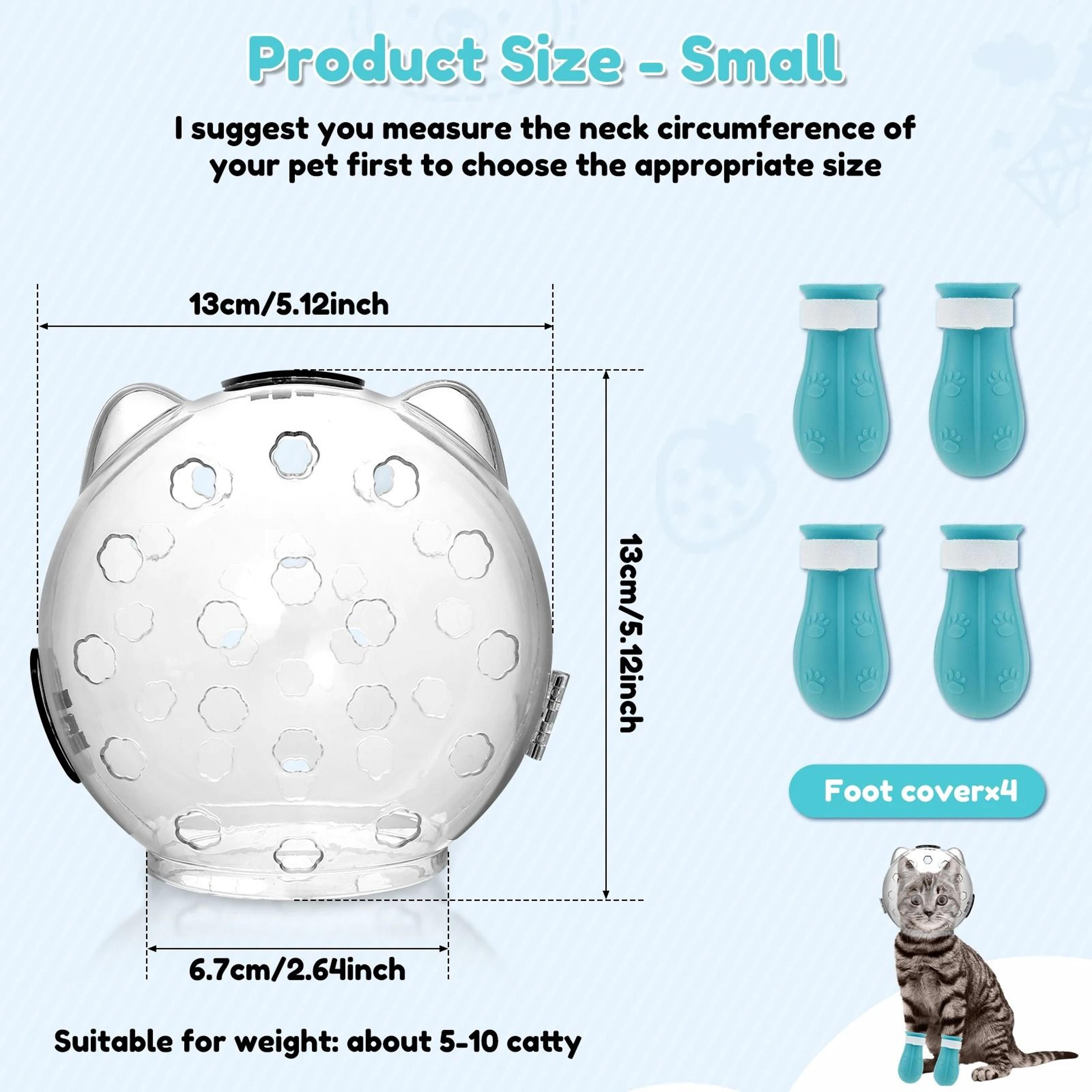 cat grooming muzzle hood anti bite cover with silicone paw shoes for bathing trimming