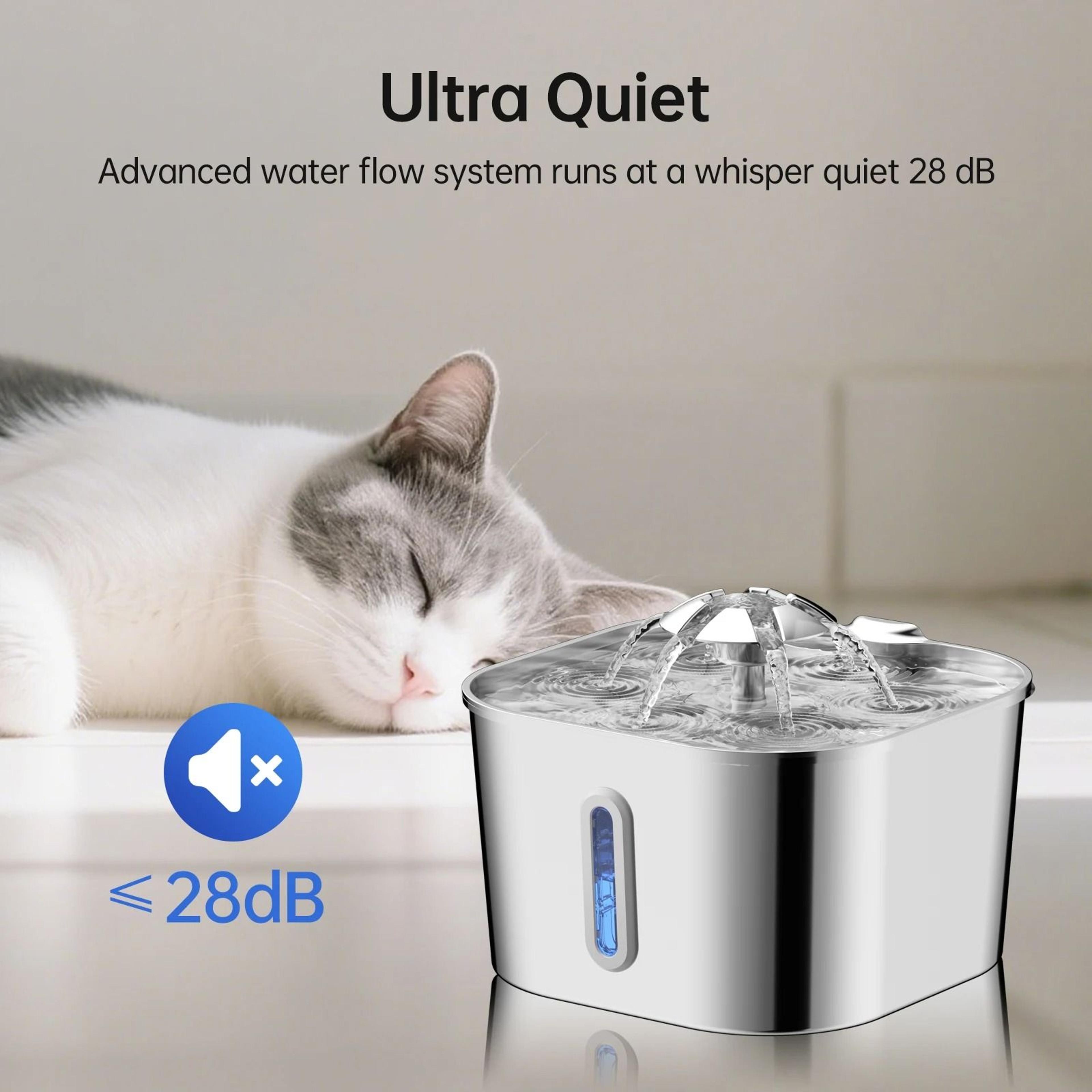 stainless steel cat water fountain with quiet pump