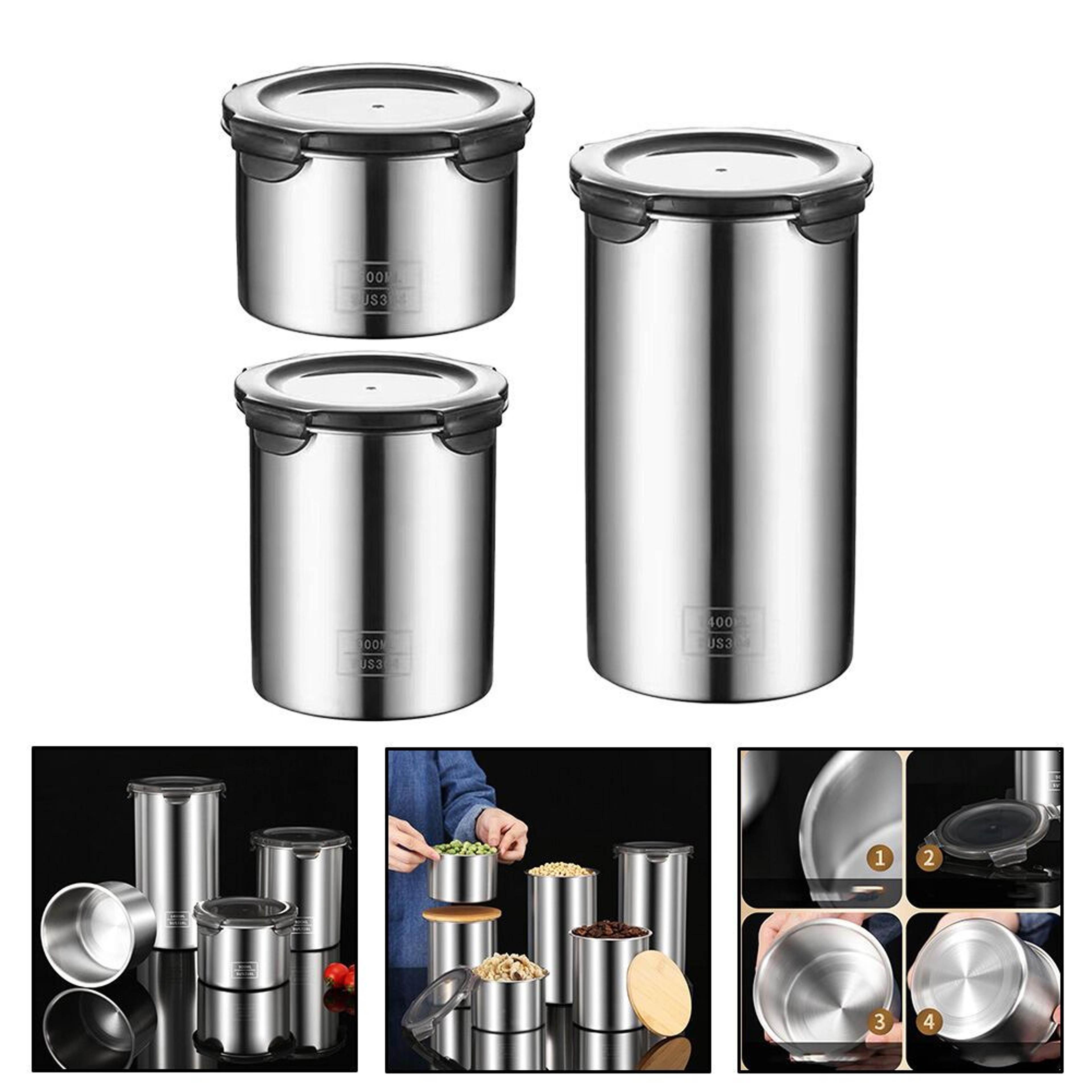 stainless steel vacuum food storage container for coffee beans grains and spices