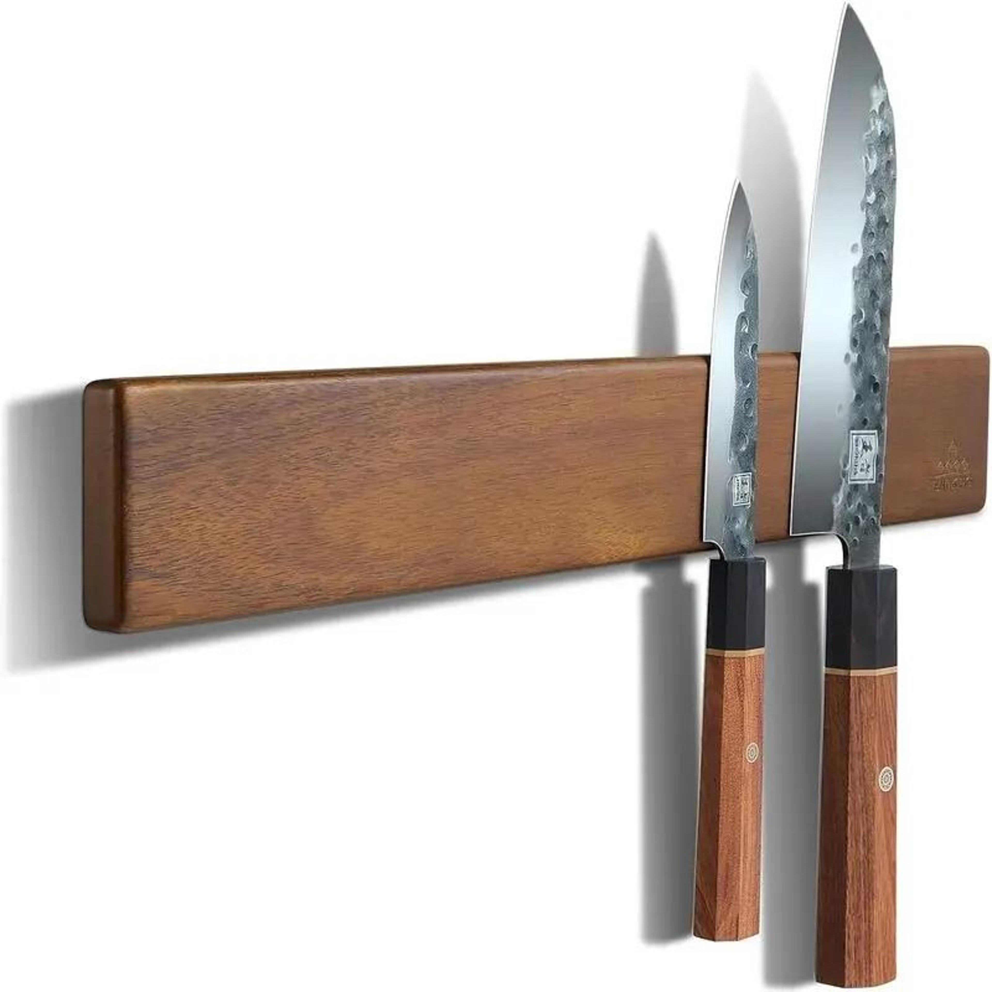 walnut wood magnetic knife holder for refrigerator kitchen utensil storage rack
