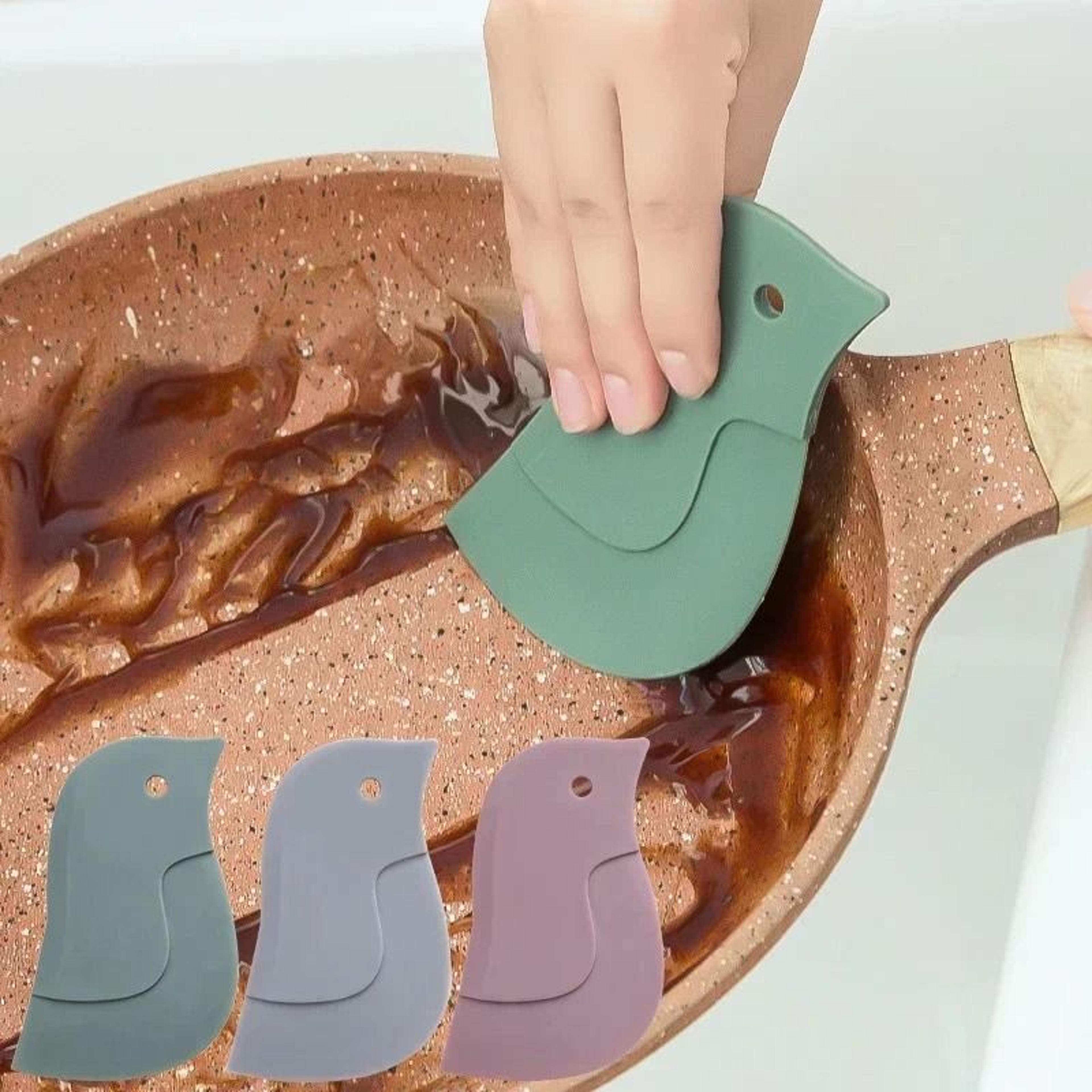 soft silicone kitchen scraper for pots pans grease dirt and nonstick cleaning