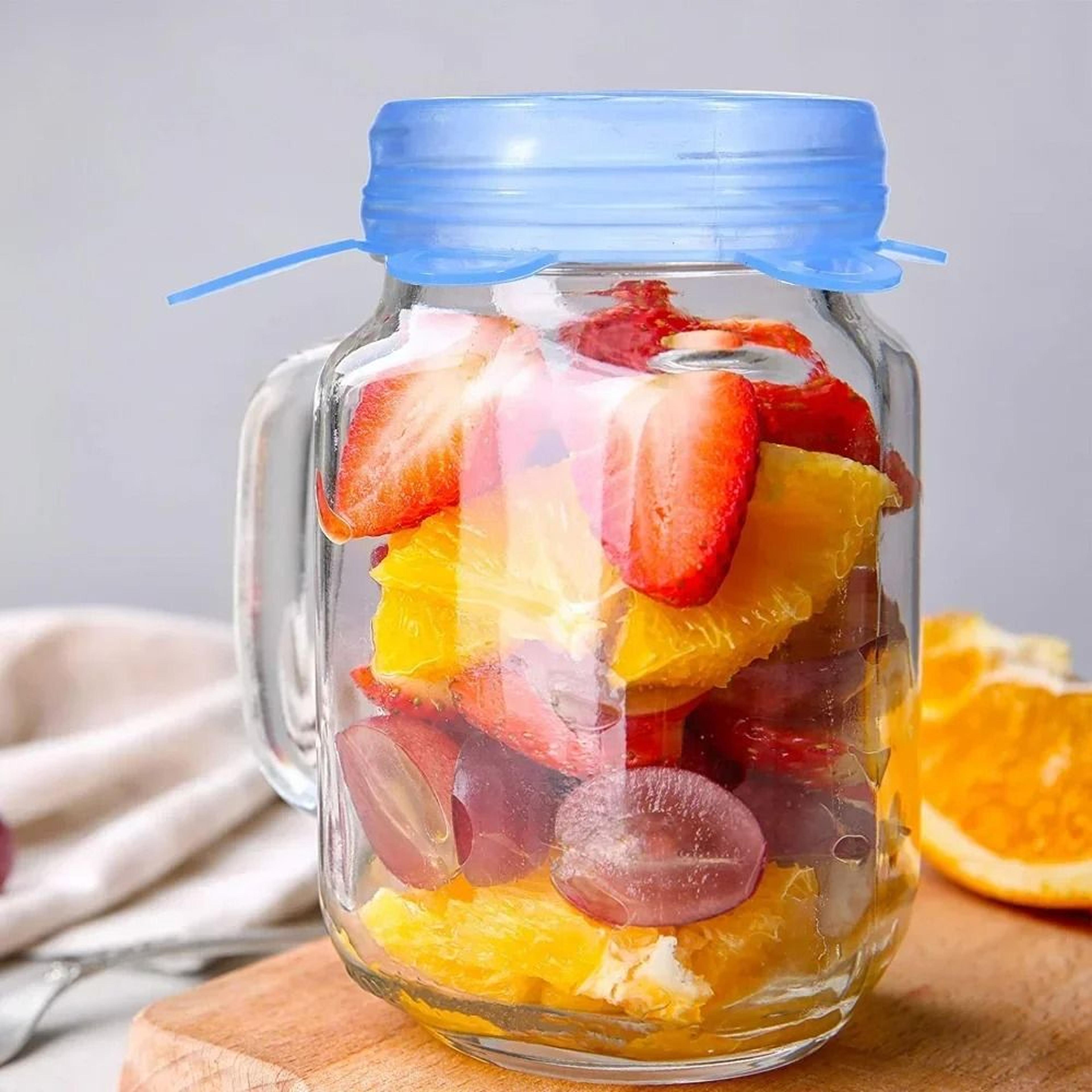 6 pcs silicone can covers reusable stretch lids for jars bowls and yogurt cups