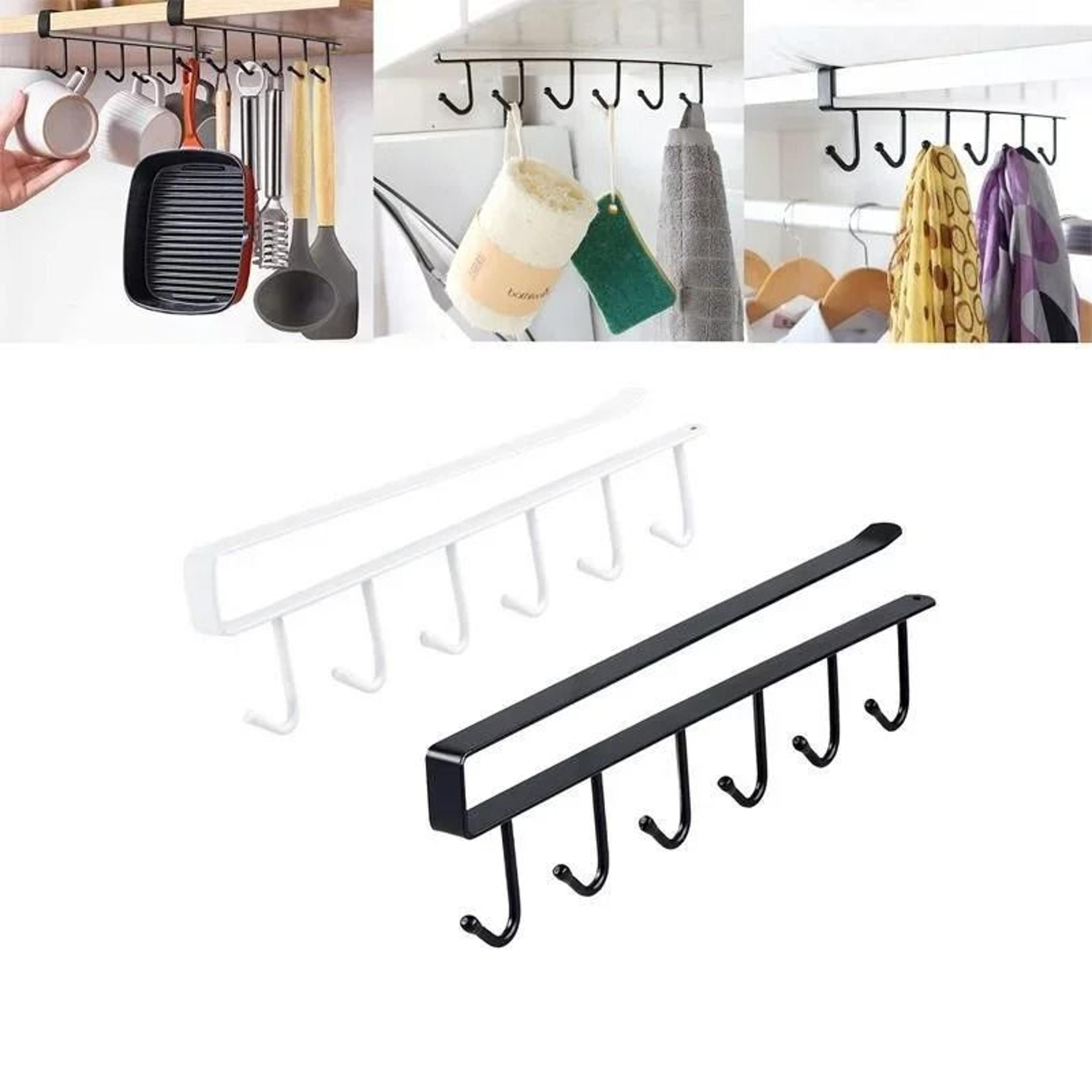 six hook mug holder under shelf kitchen storage rack
