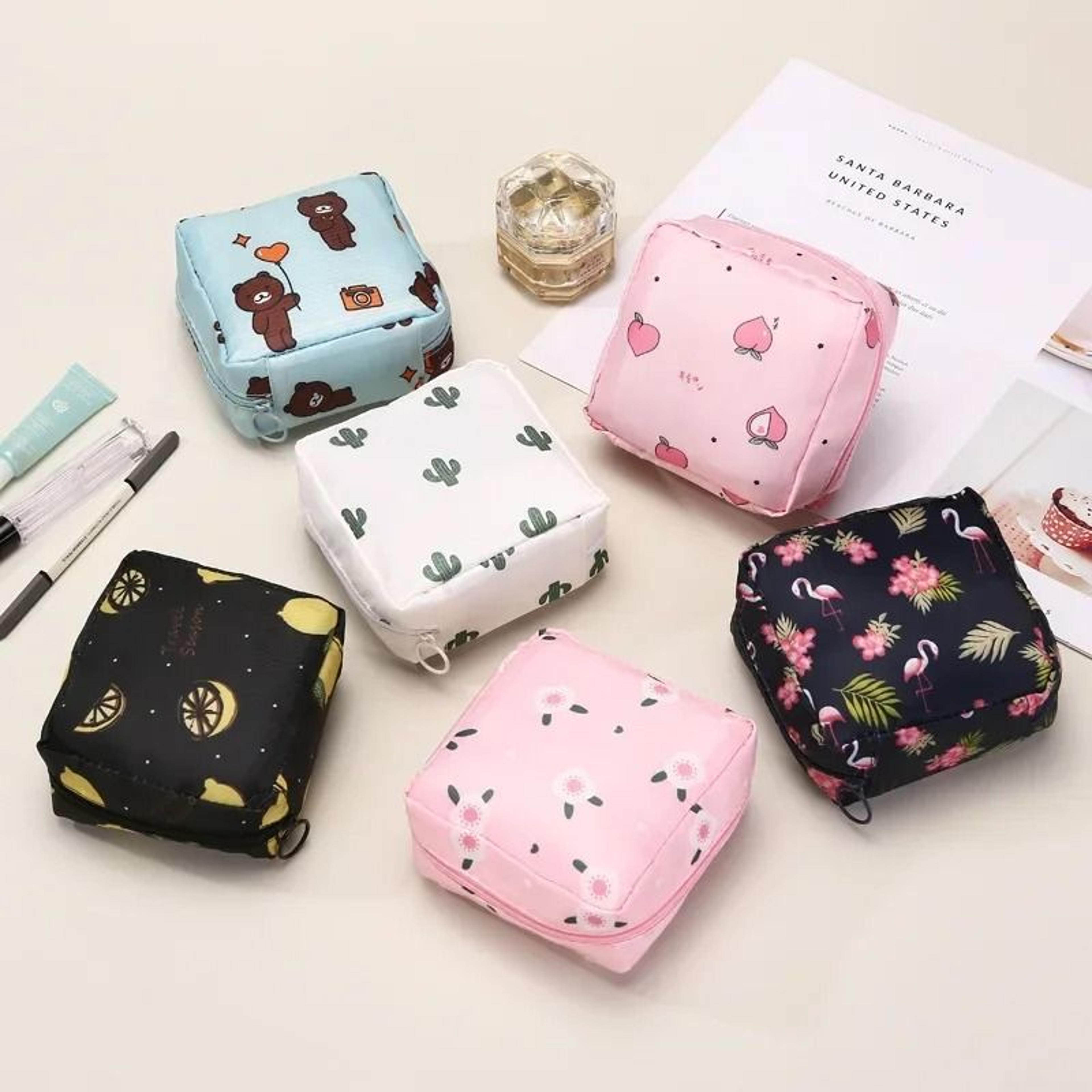 portable sanitary pad storage bag and tampon organizer pouch