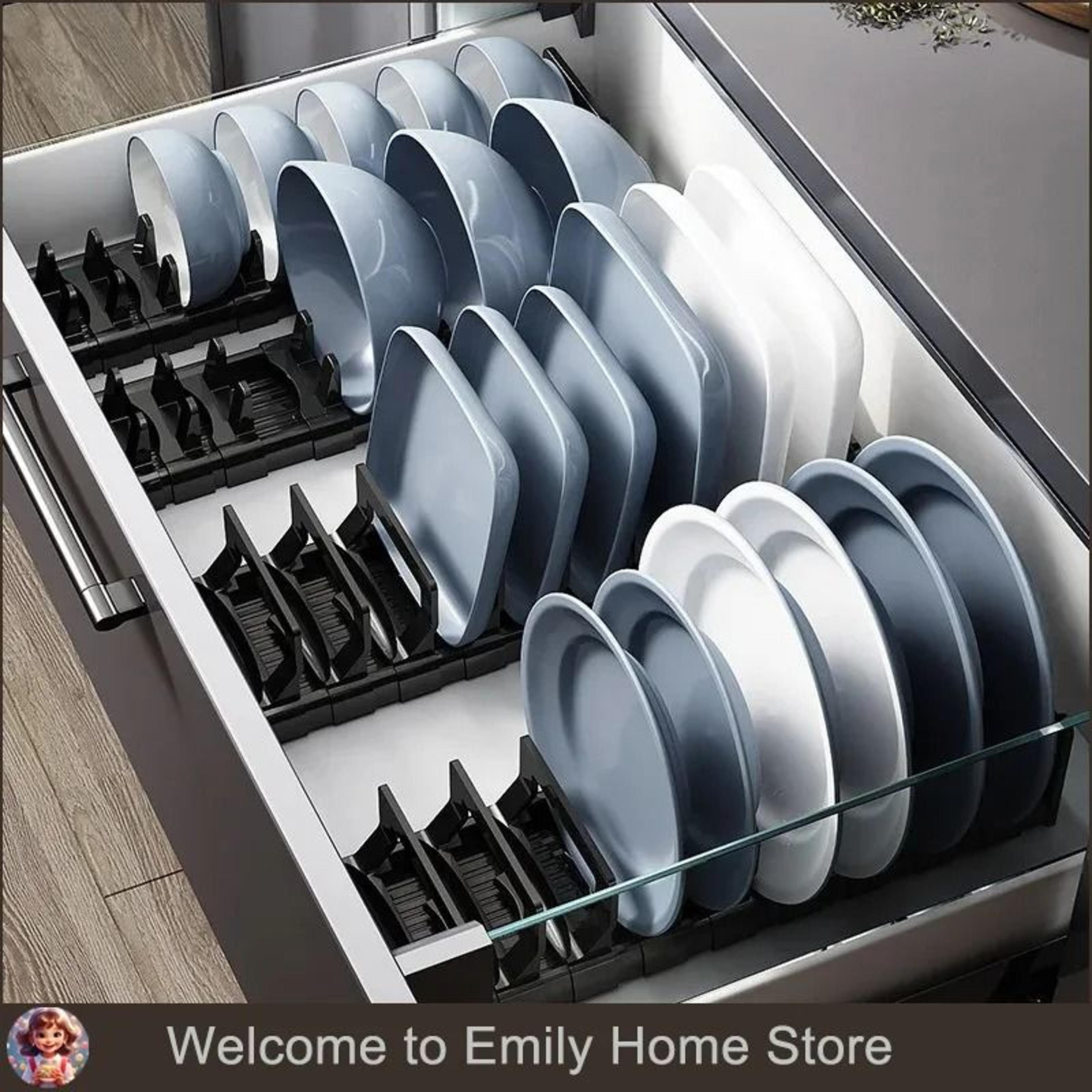 adjustable retractable dish rack for plates bowls under cabinet kitchen storage shelf organizer