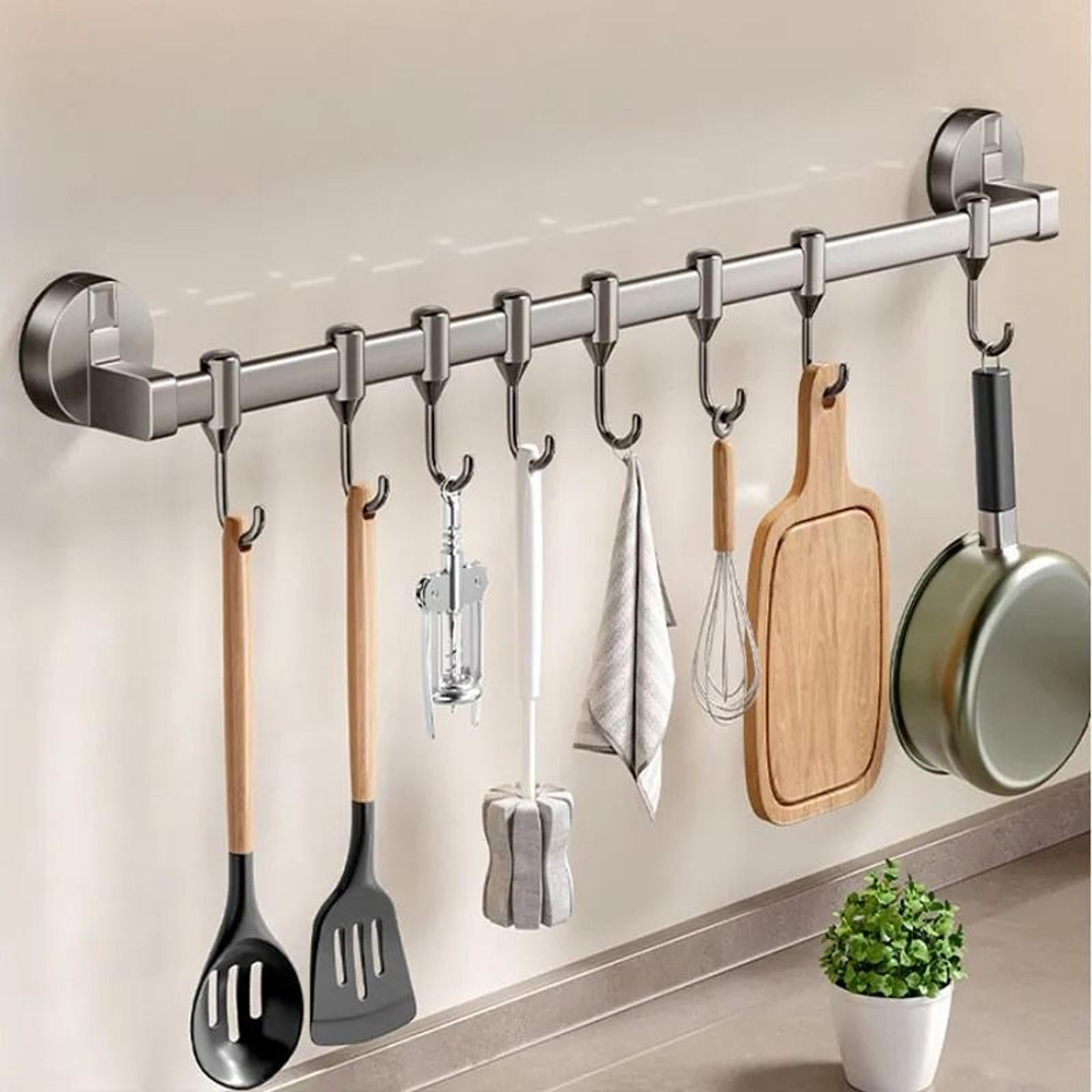 no drill suction cup kitchen hook rack for spatula utensil storage