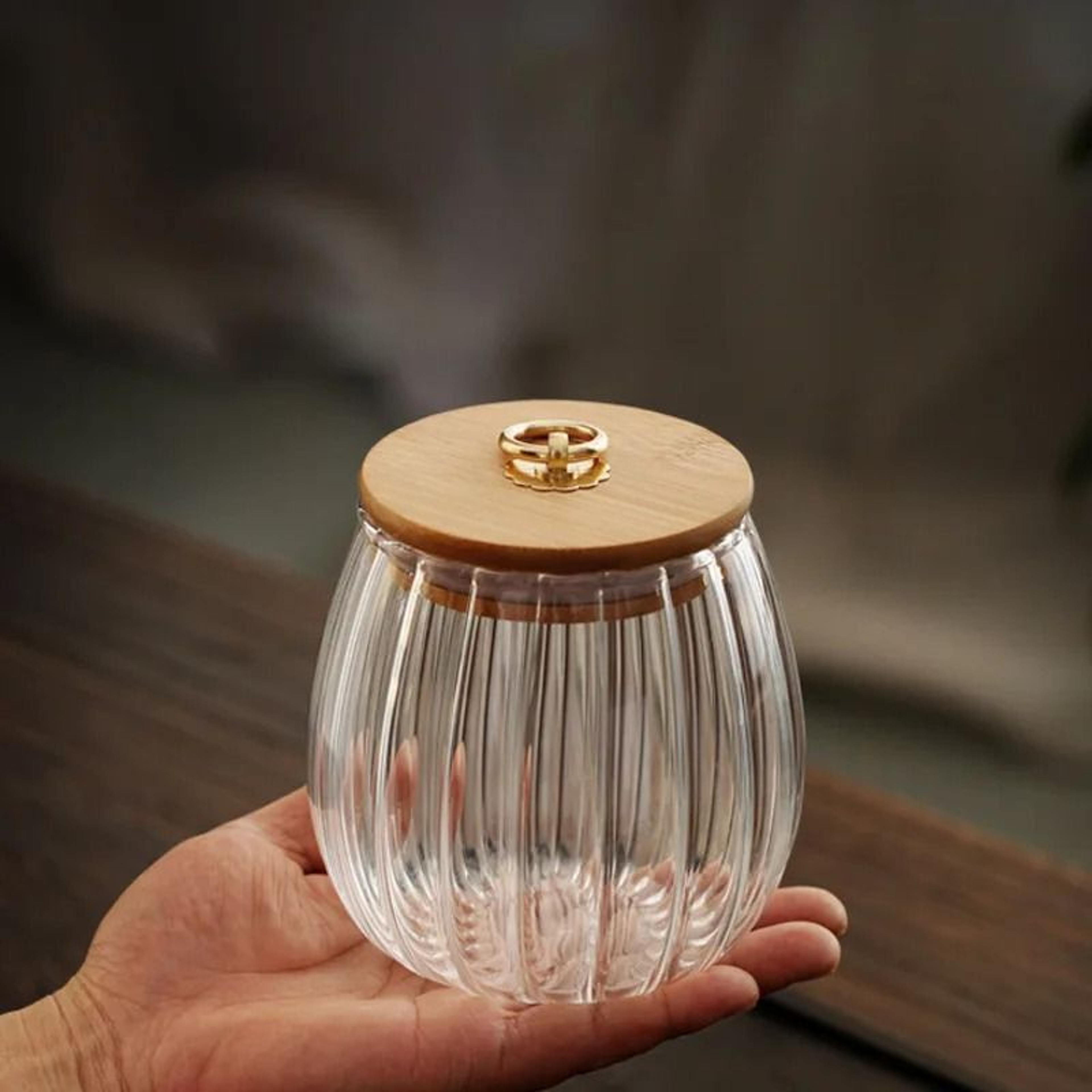 airtight glass storage jar with wood lid for coffee tea sugar and snacks