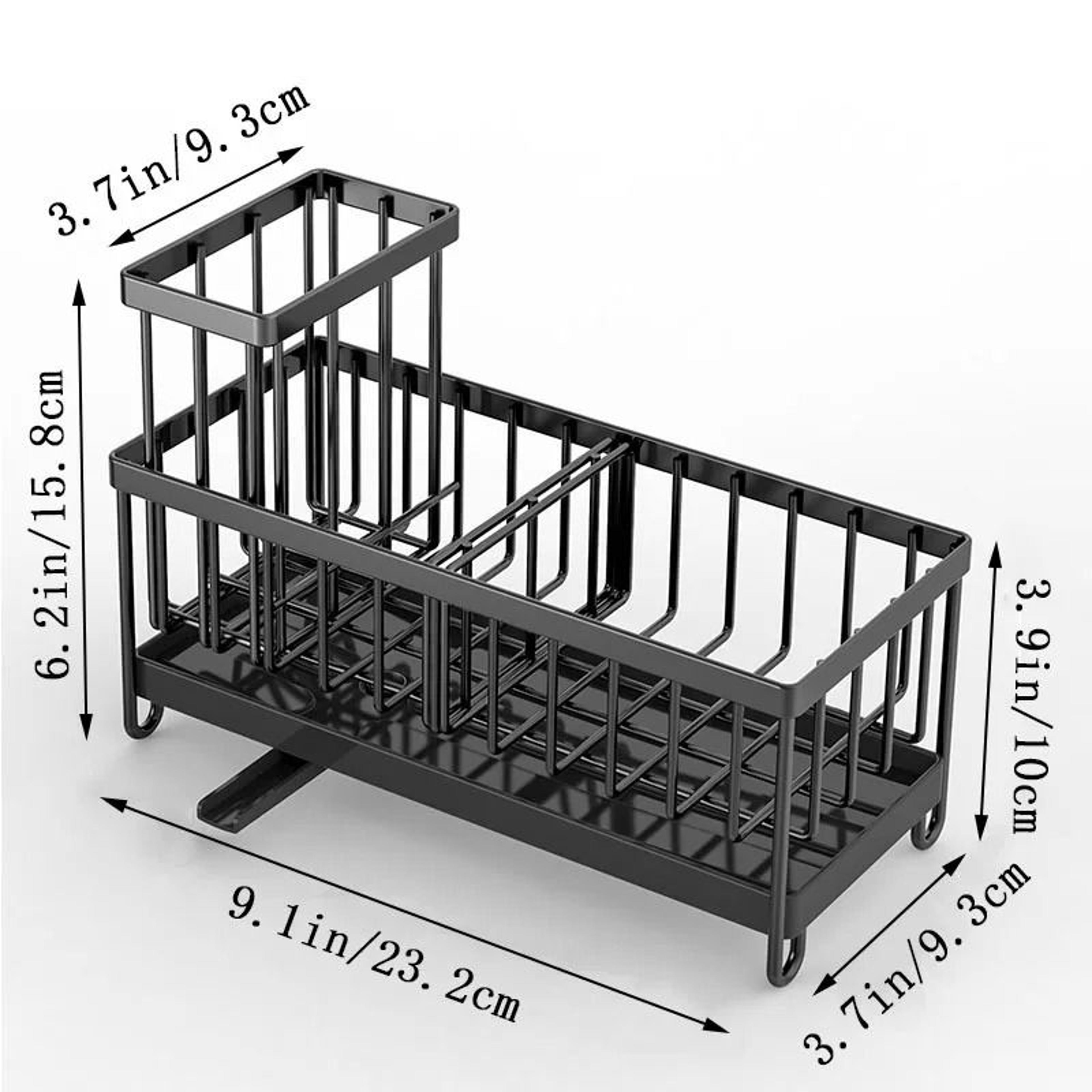 kitchen sink caddy sponge holder with high brush organizer for countertop storage