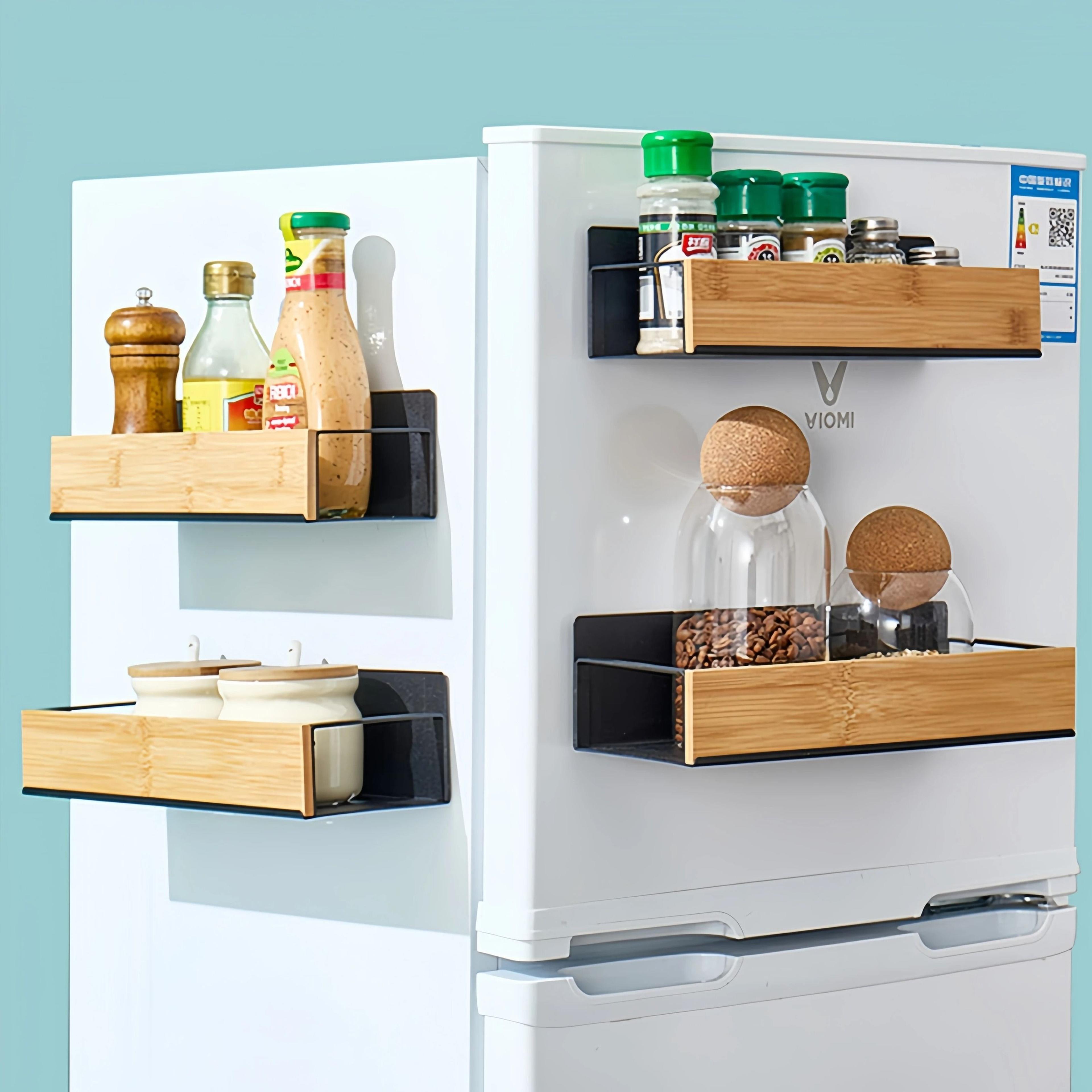 black magnetic fridge spice rack space saving kitchen shelf