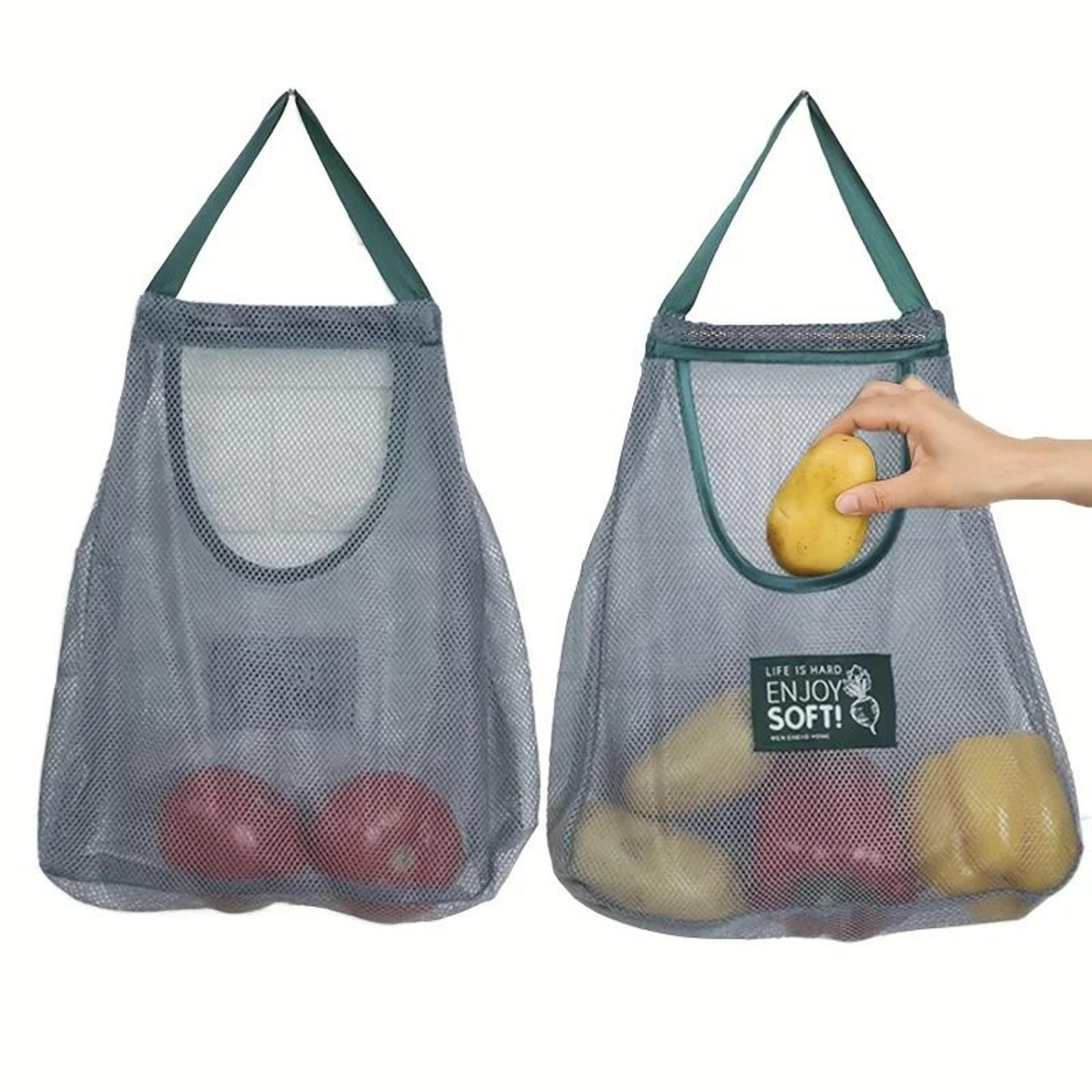 hanging mesh produce storage bags for onions potatoes and garlic