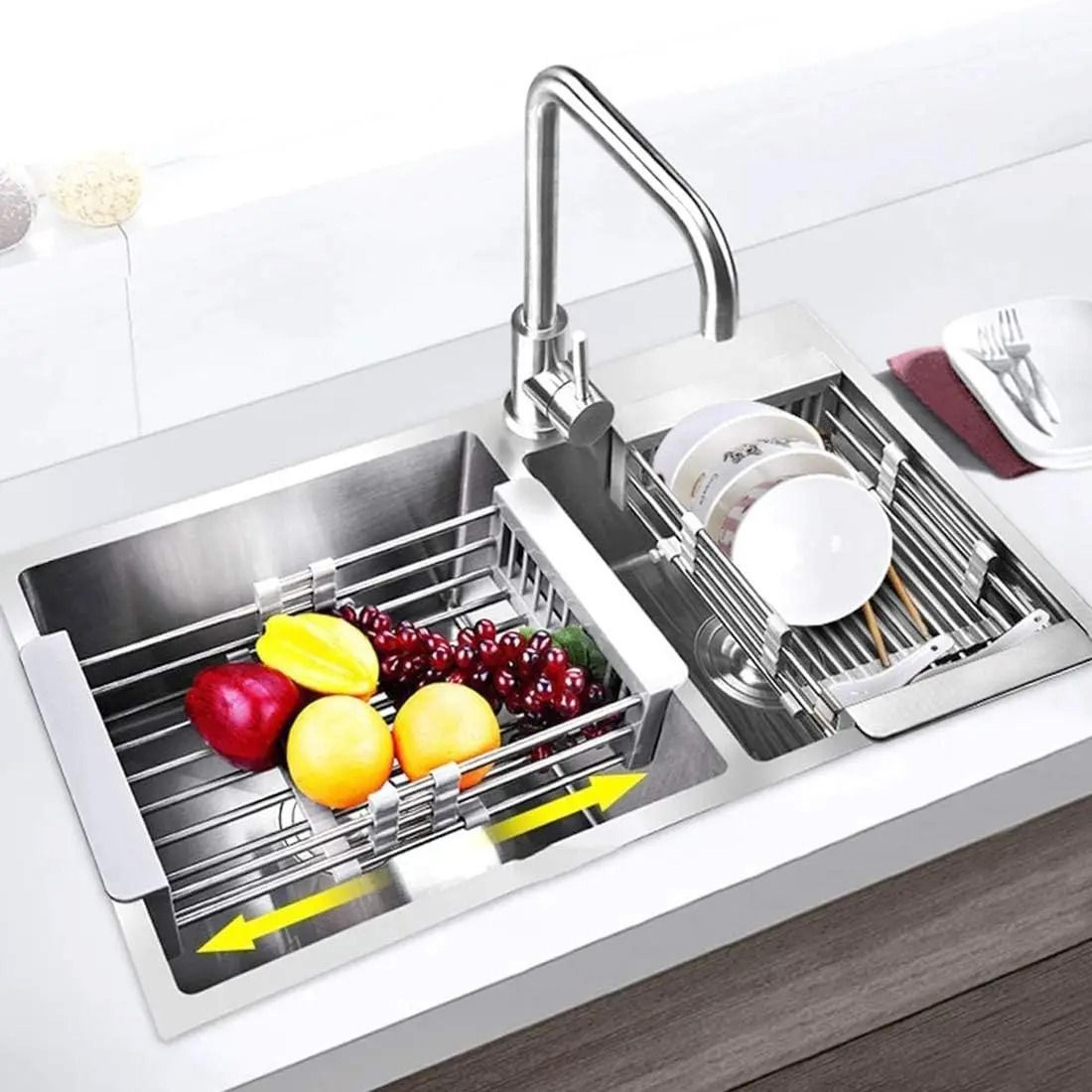 expandable dish drying rack for sink and produce washing