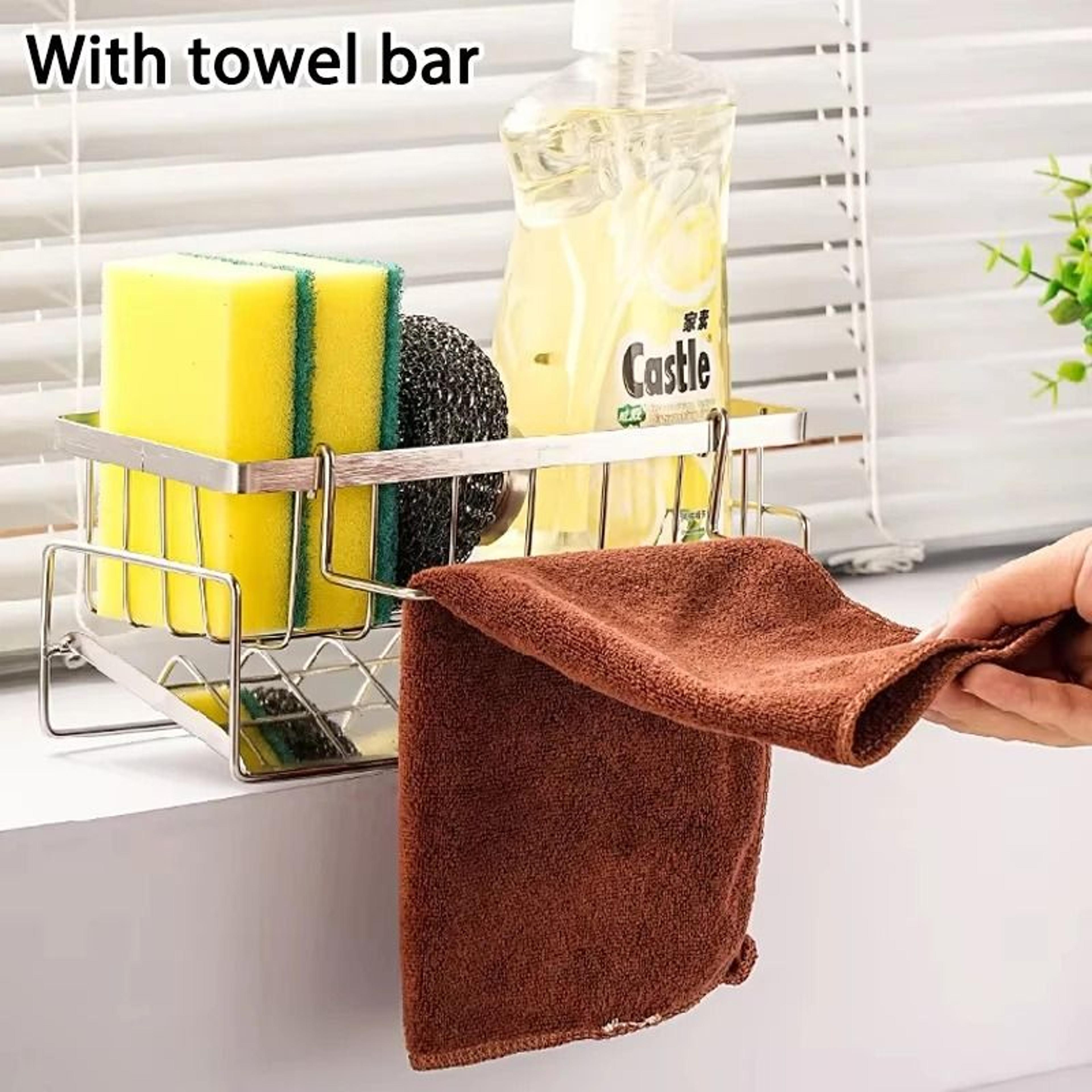 stainless steel sink drain rack for sponge and rag storage