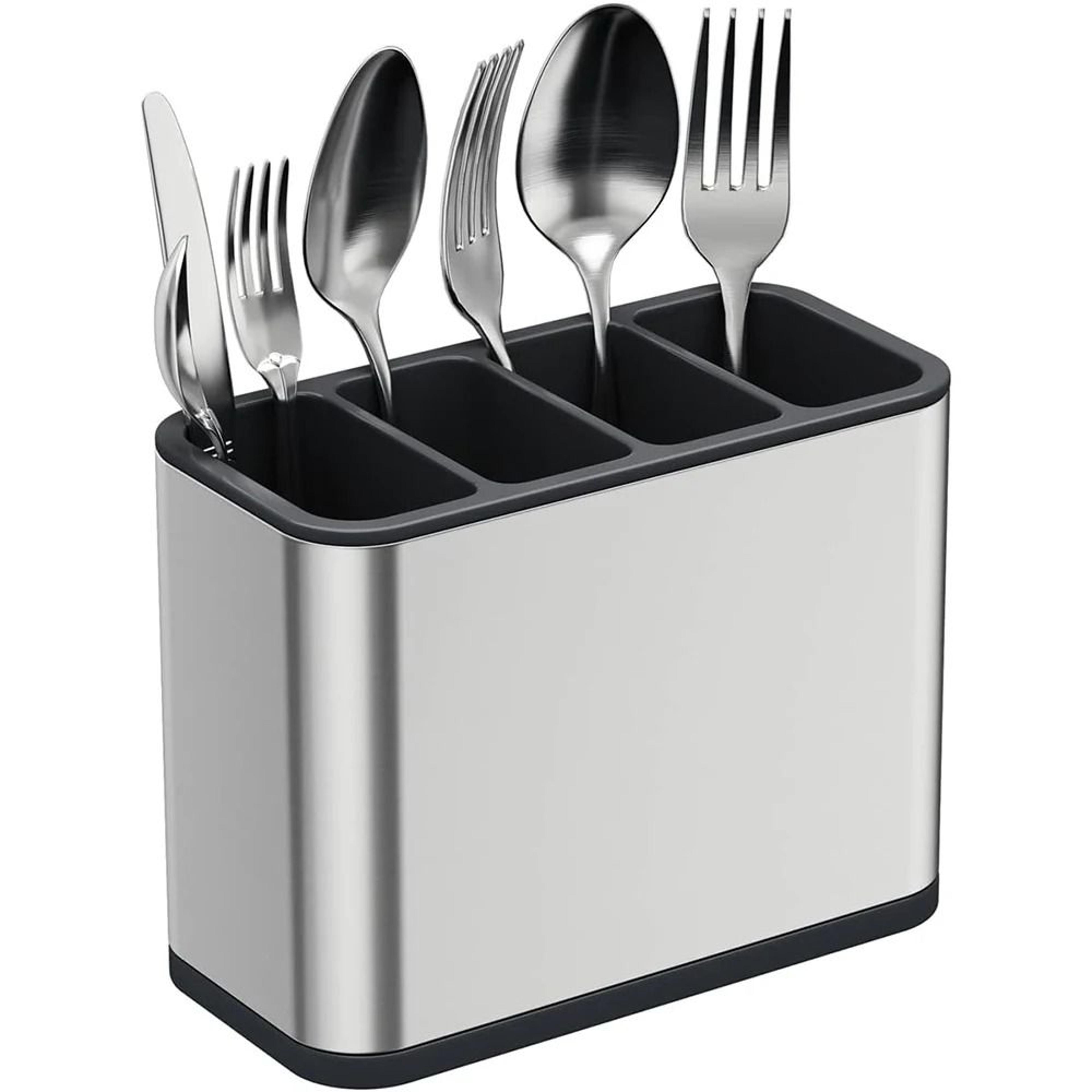 stainless steel silverware caddy and cutlery drying rack
