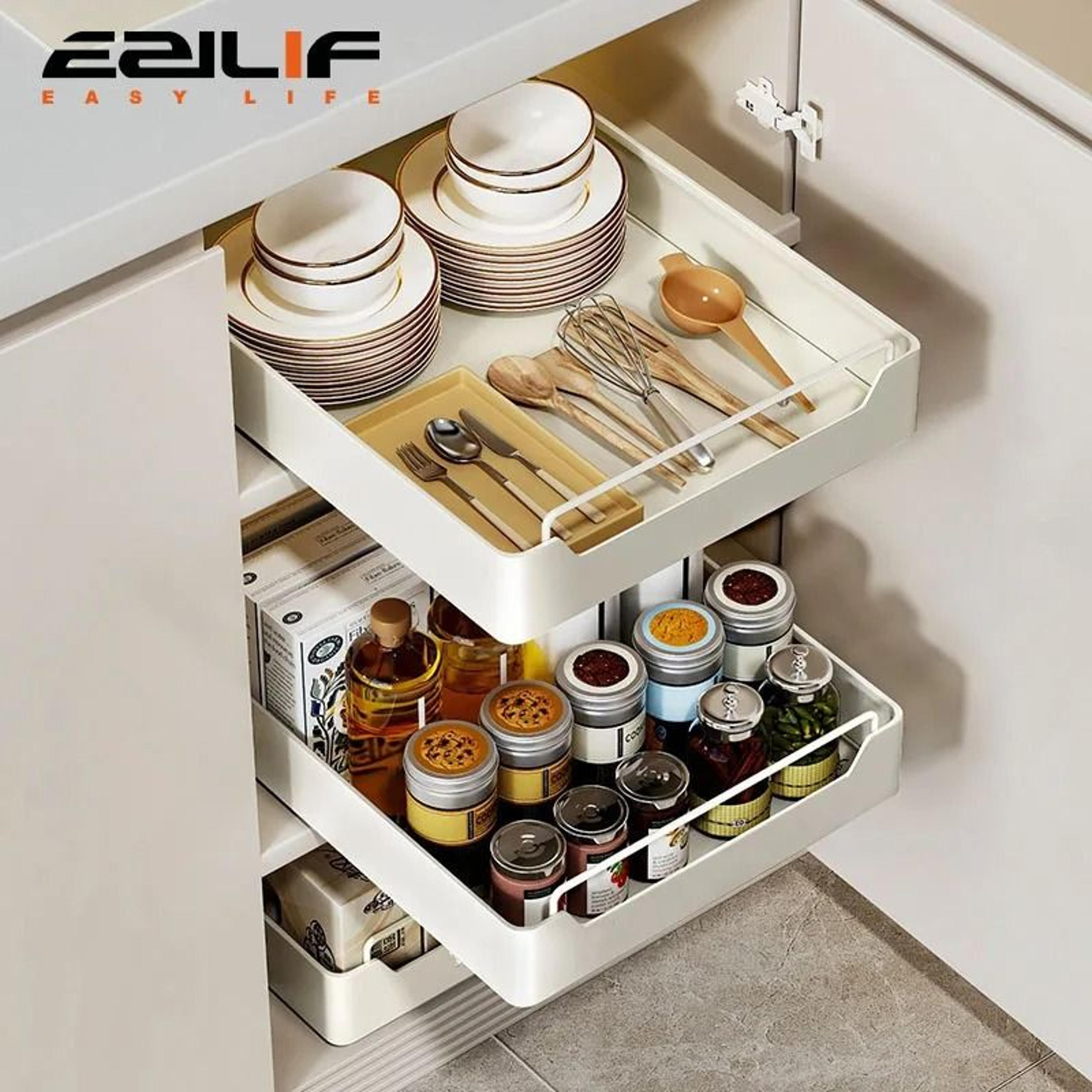 pull out cabinet organizer basket for spices and pantry storage