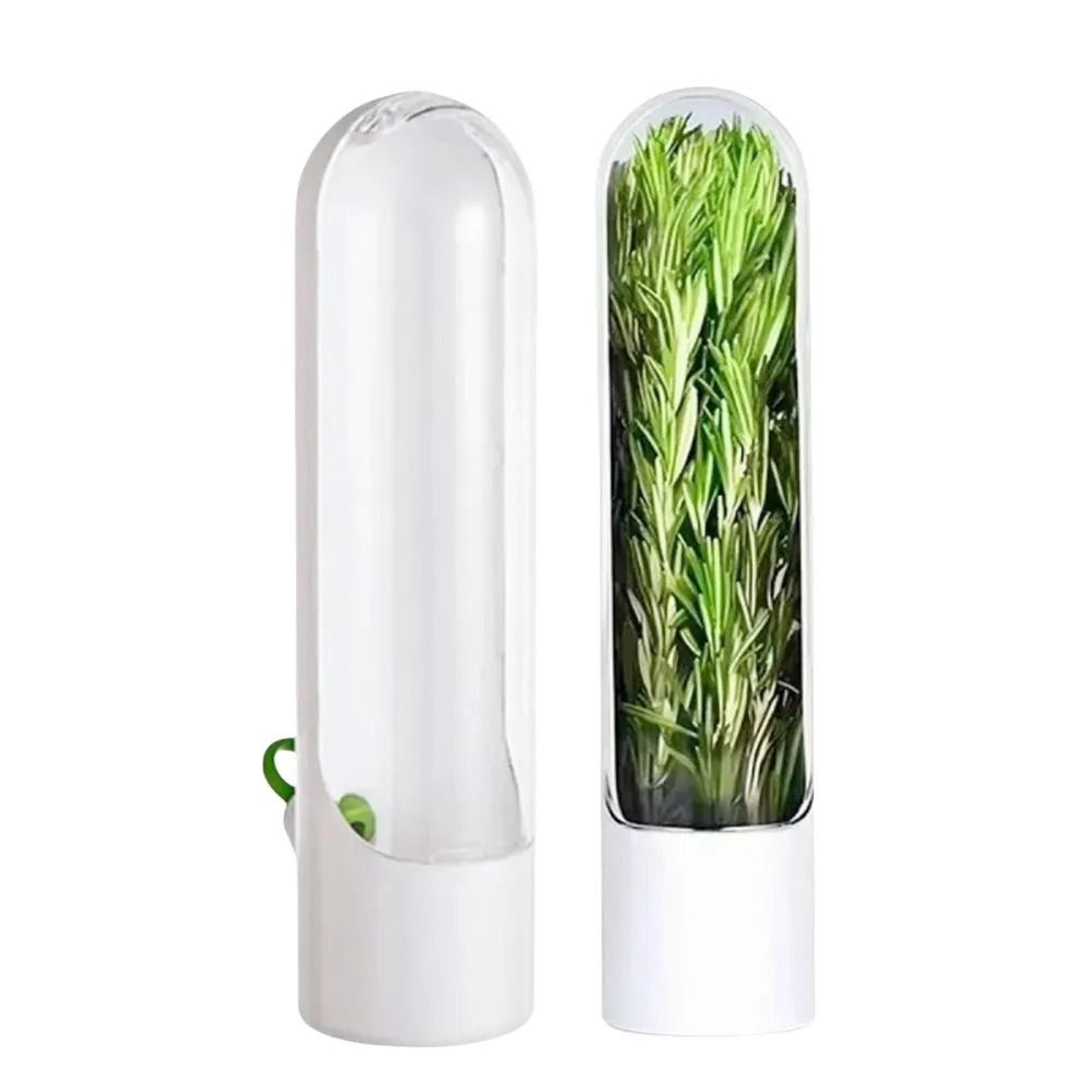 fresh herb saver container and refrigerator organizer bottle