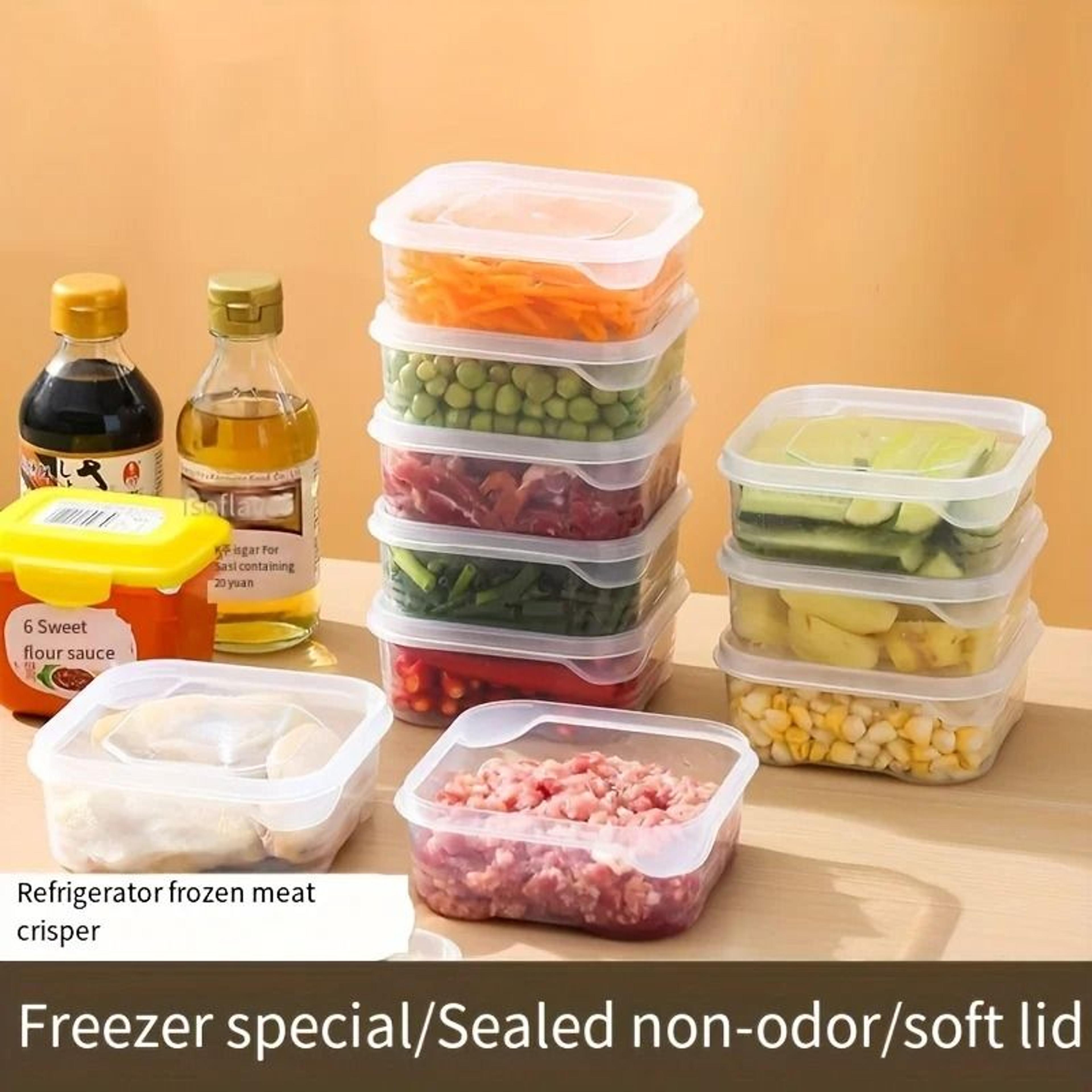 stackable freezer food storage container for meat and vegetables
