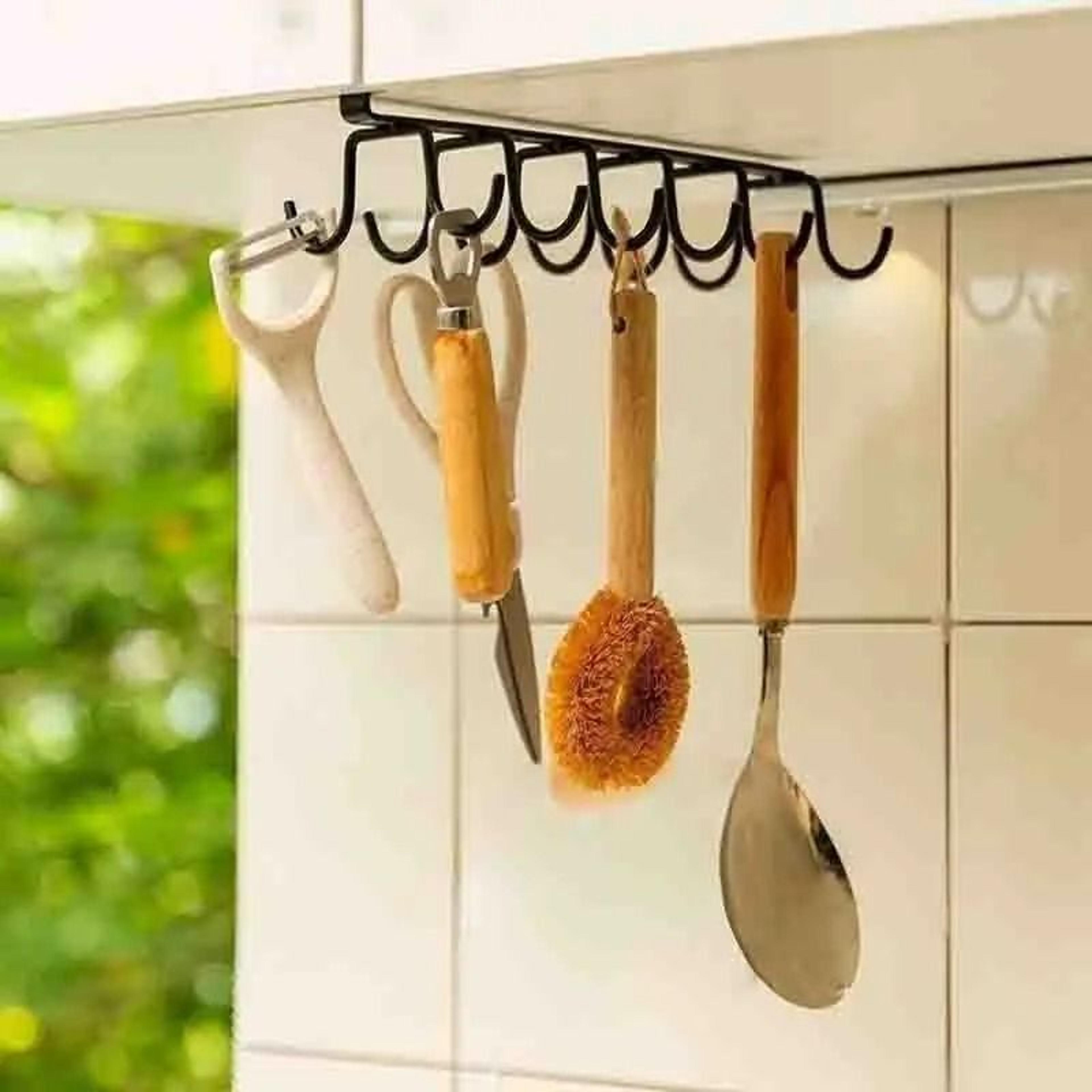 double row hanging cup holder and no drill cabinet hook rack