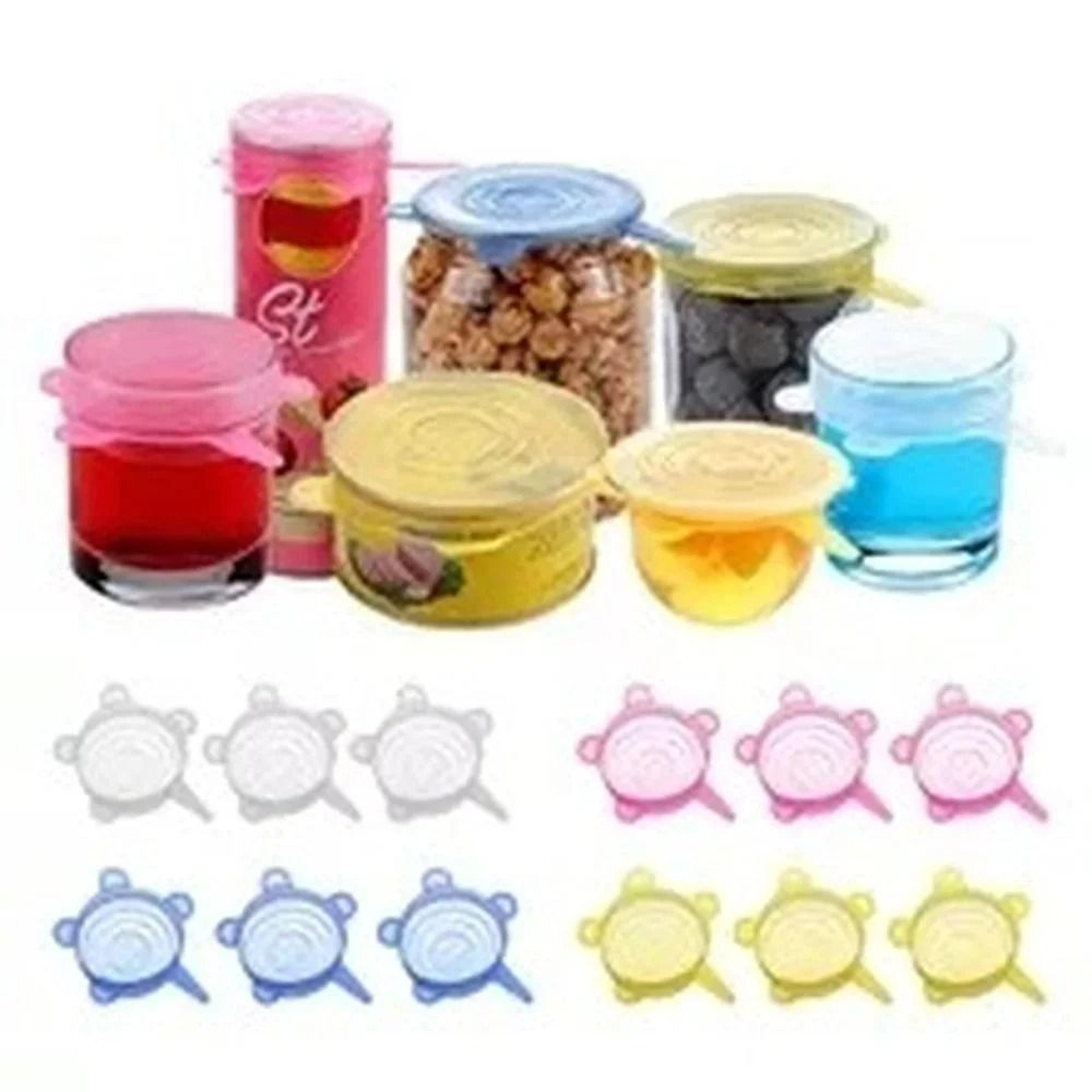thirteen piece silicone stretch lids for cups bowls cans and food storage