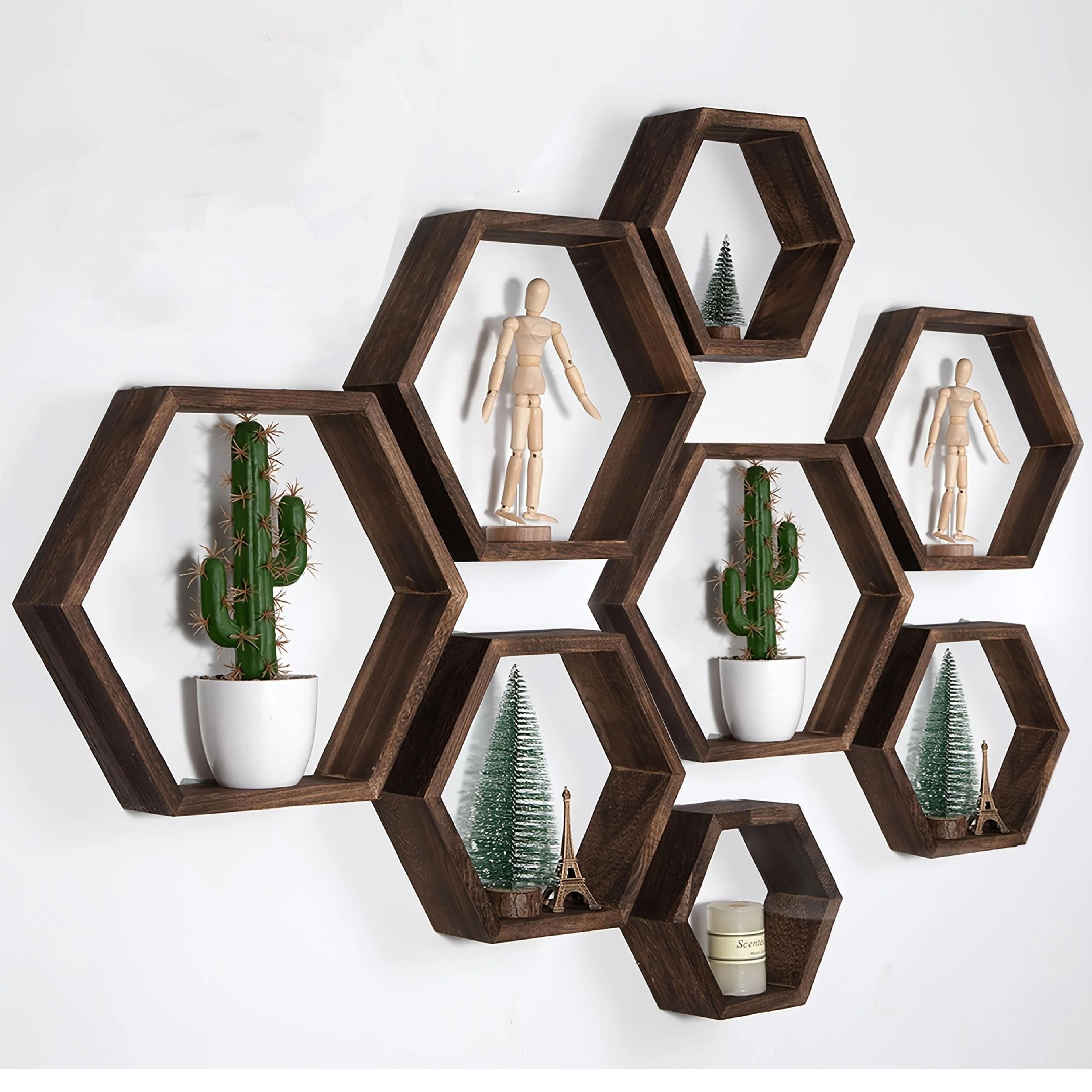 hexagon floating wall shelf for bathroom bedroom and home decor storage