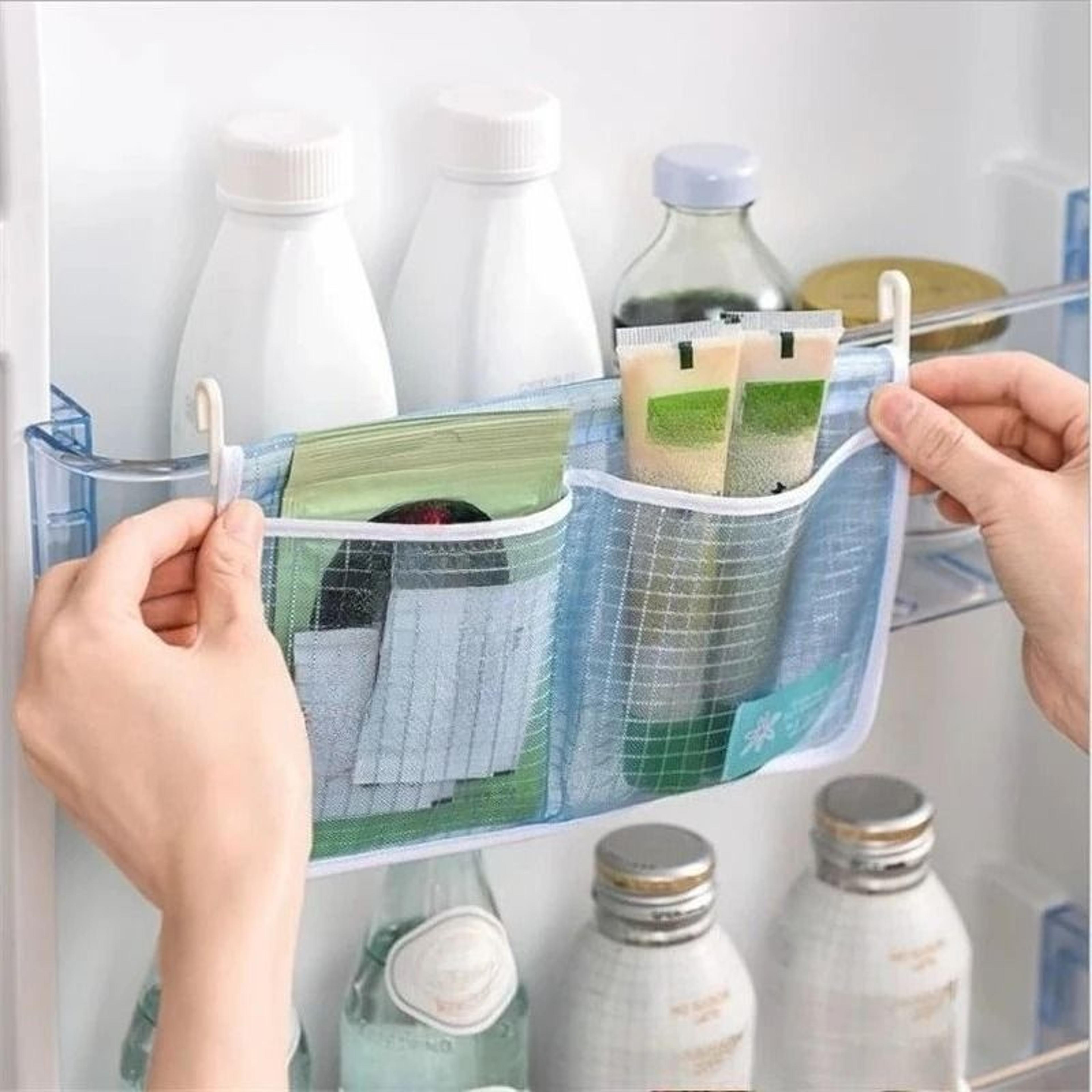 hanging refrigerator mesh organizer bag for sauce packet storage