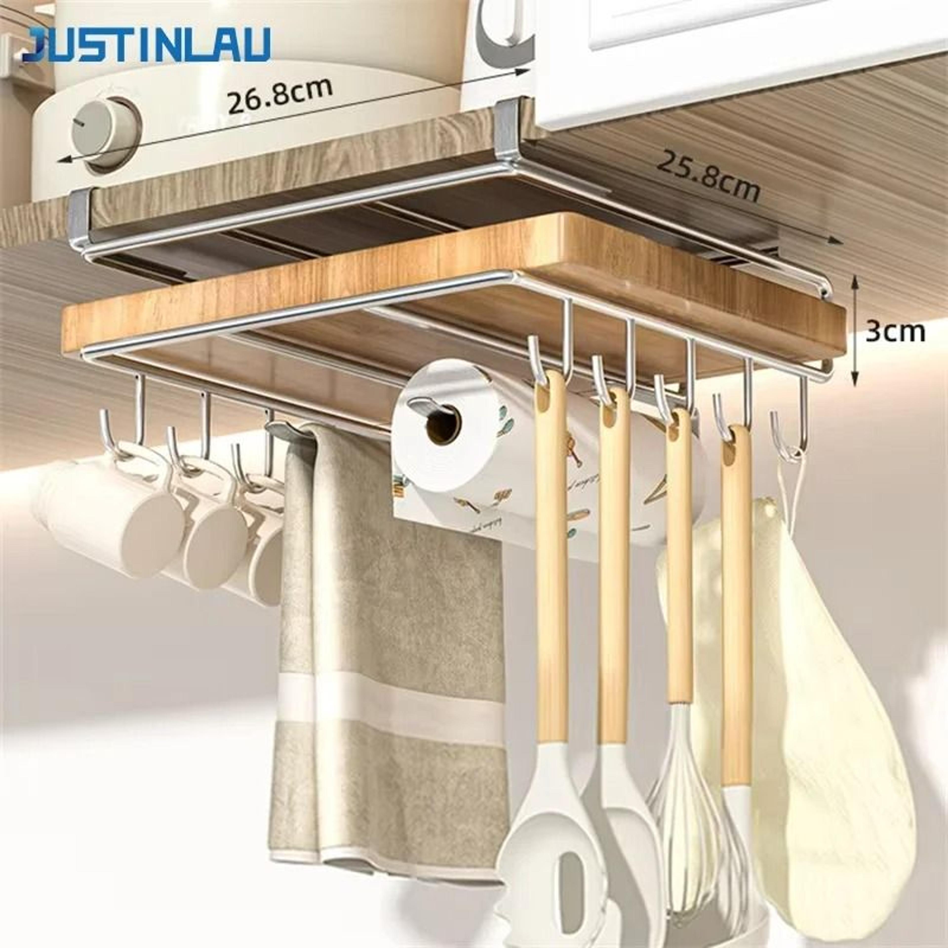 stainless steel kitchen hanging organizer rack with hooks