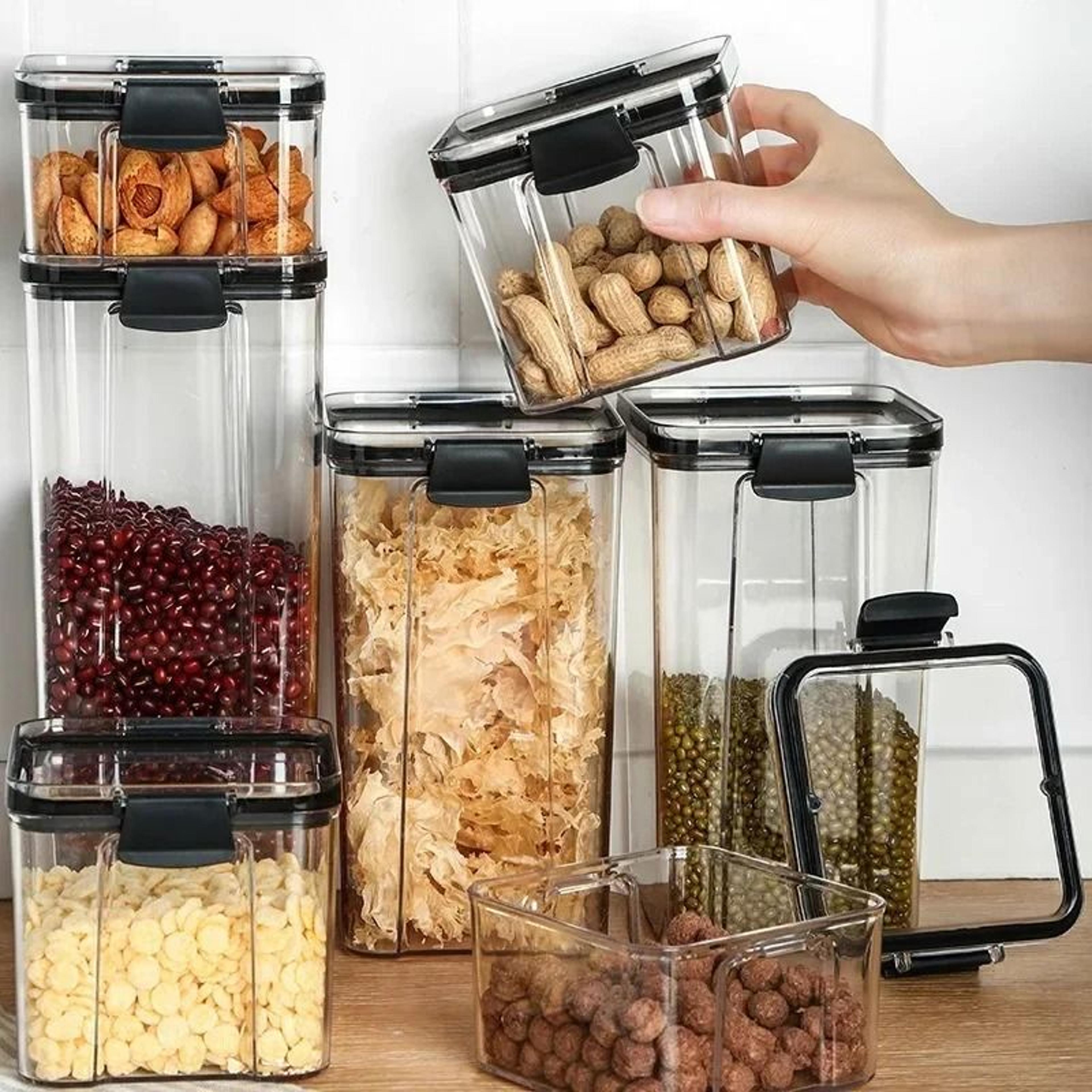 clear sealed kitchen storage jar for grains and dried fruit