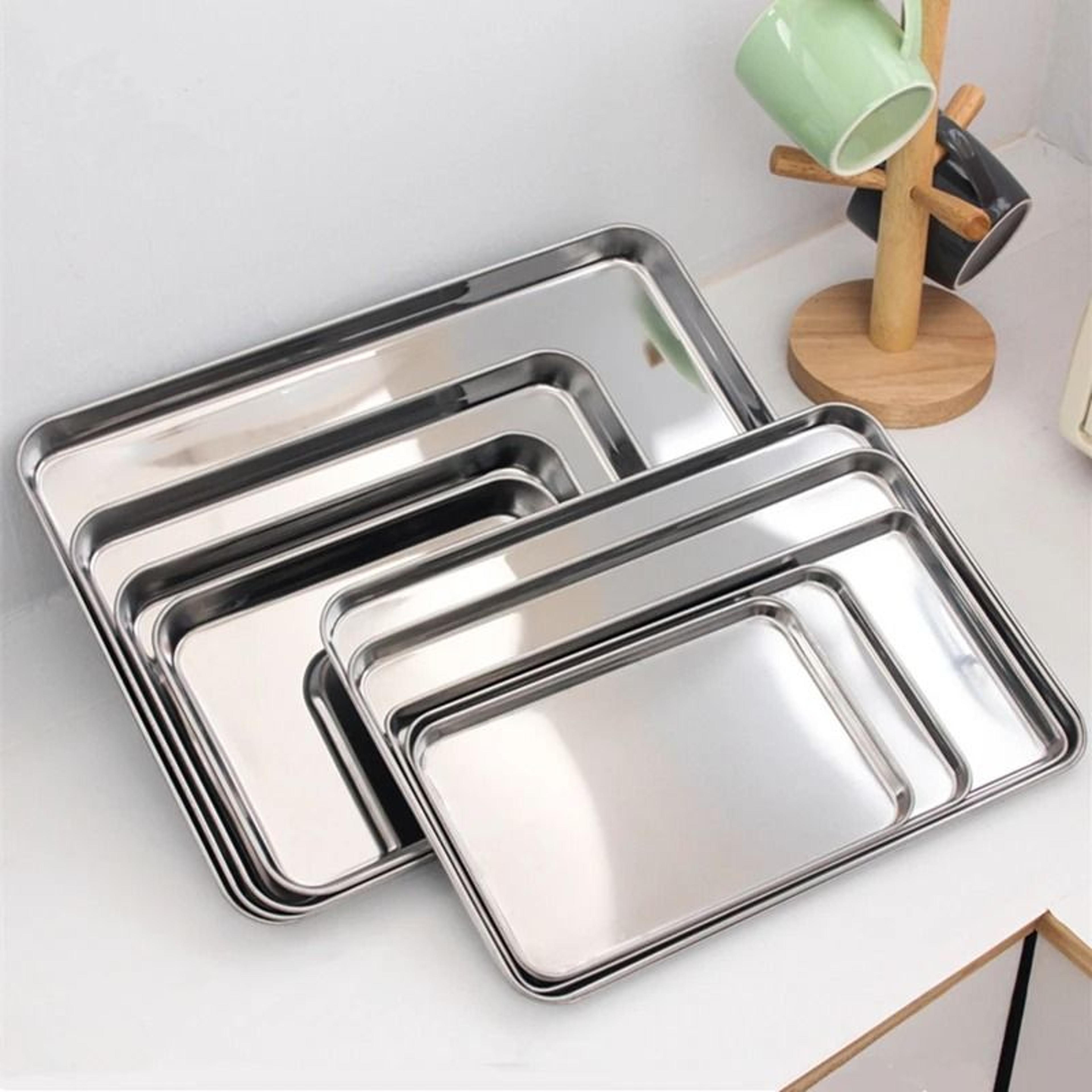 stainless steel rectangular food tray for kitchen baking and serving