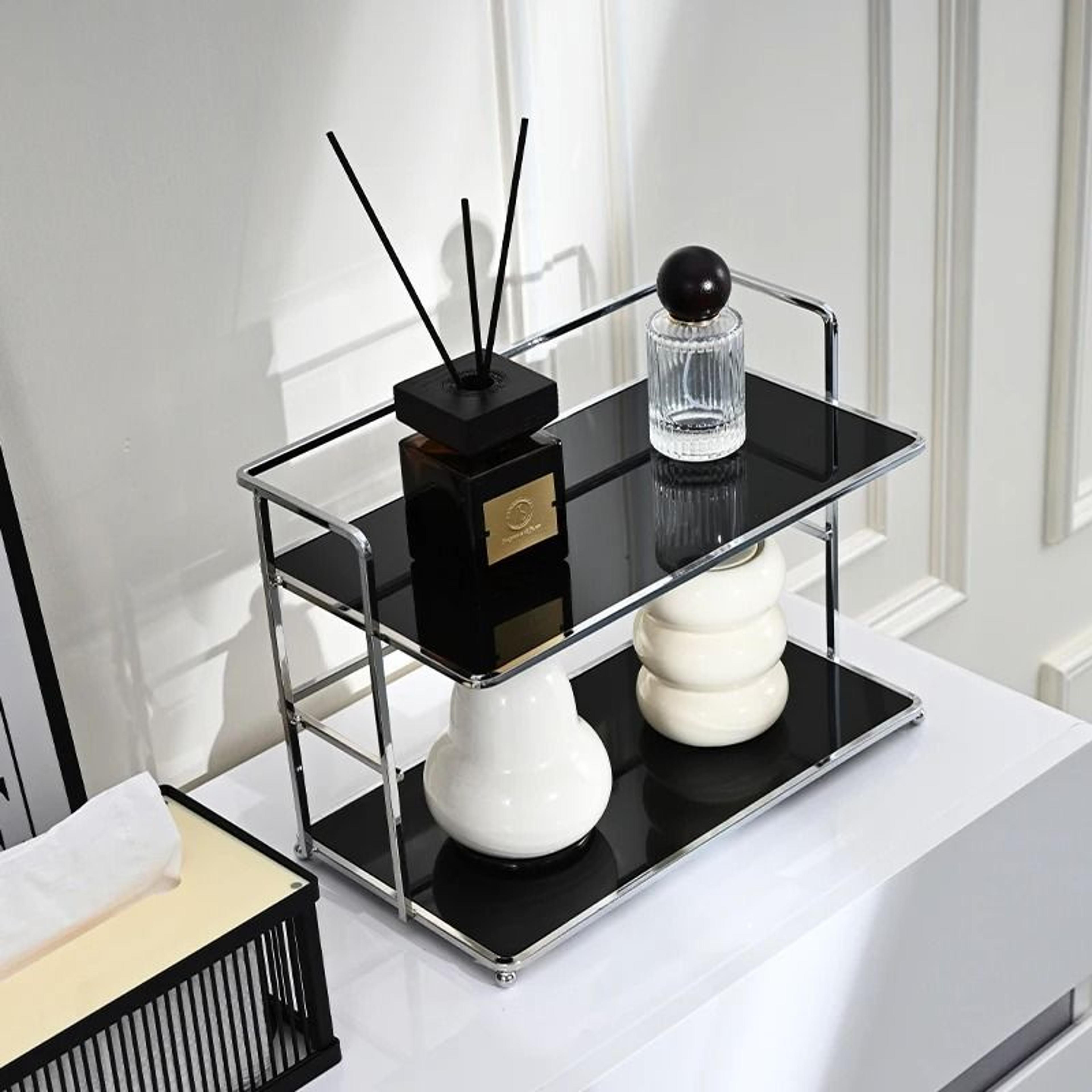 double layer acrylic cup holder and desktop organizer rack