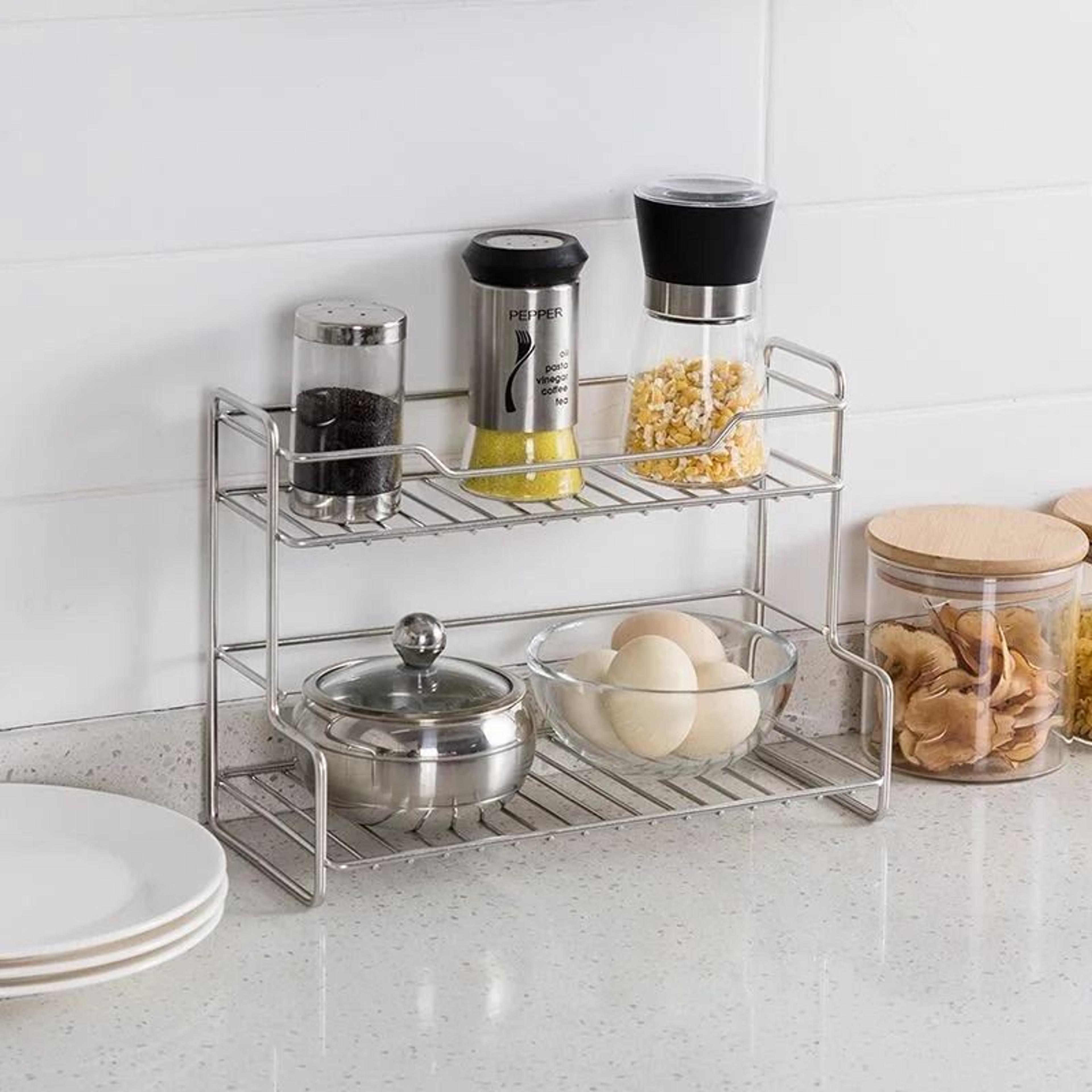 stainless steel countertop organizer rack for kitchen and bathroom
