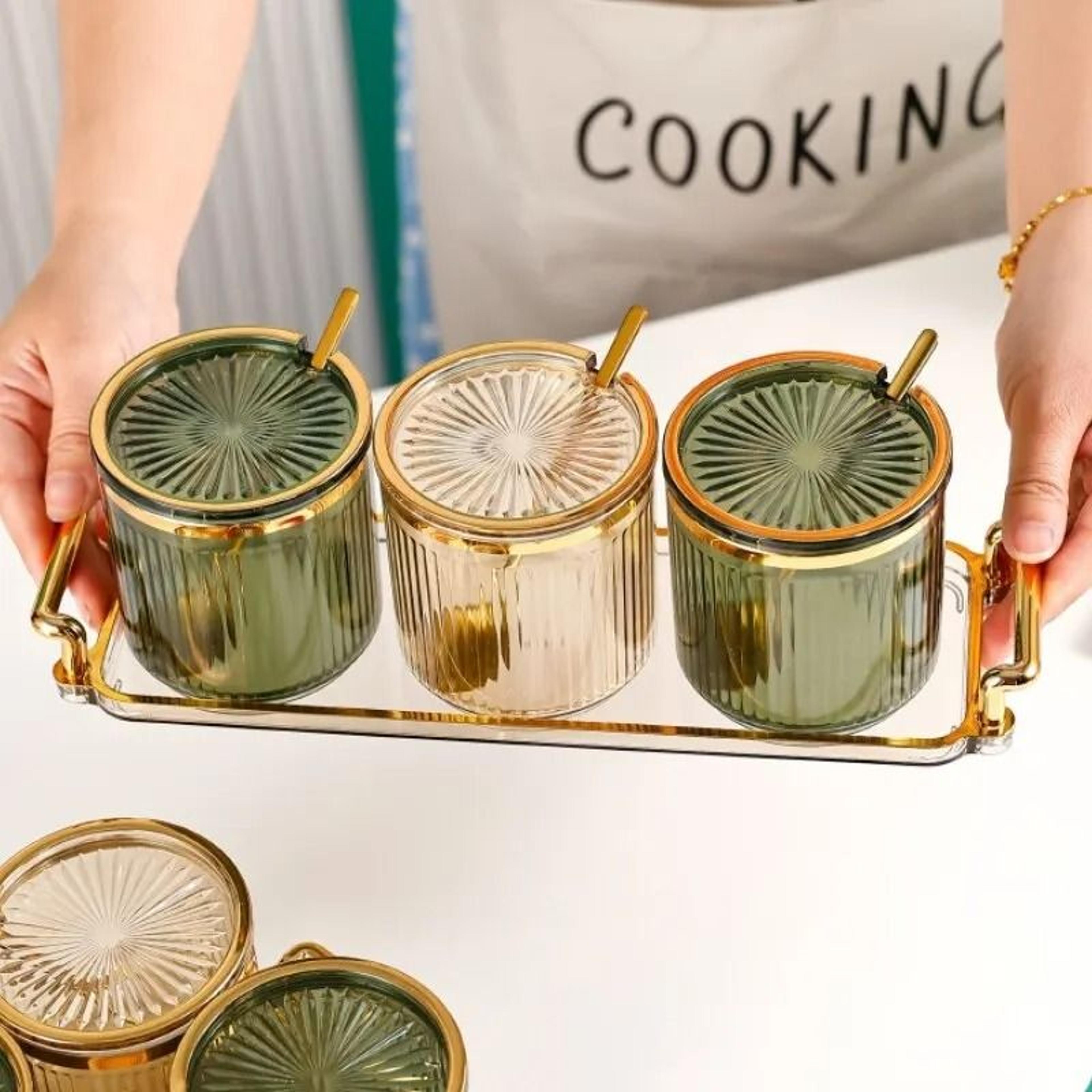 seasoning jar with spoon for kitchen spice storage