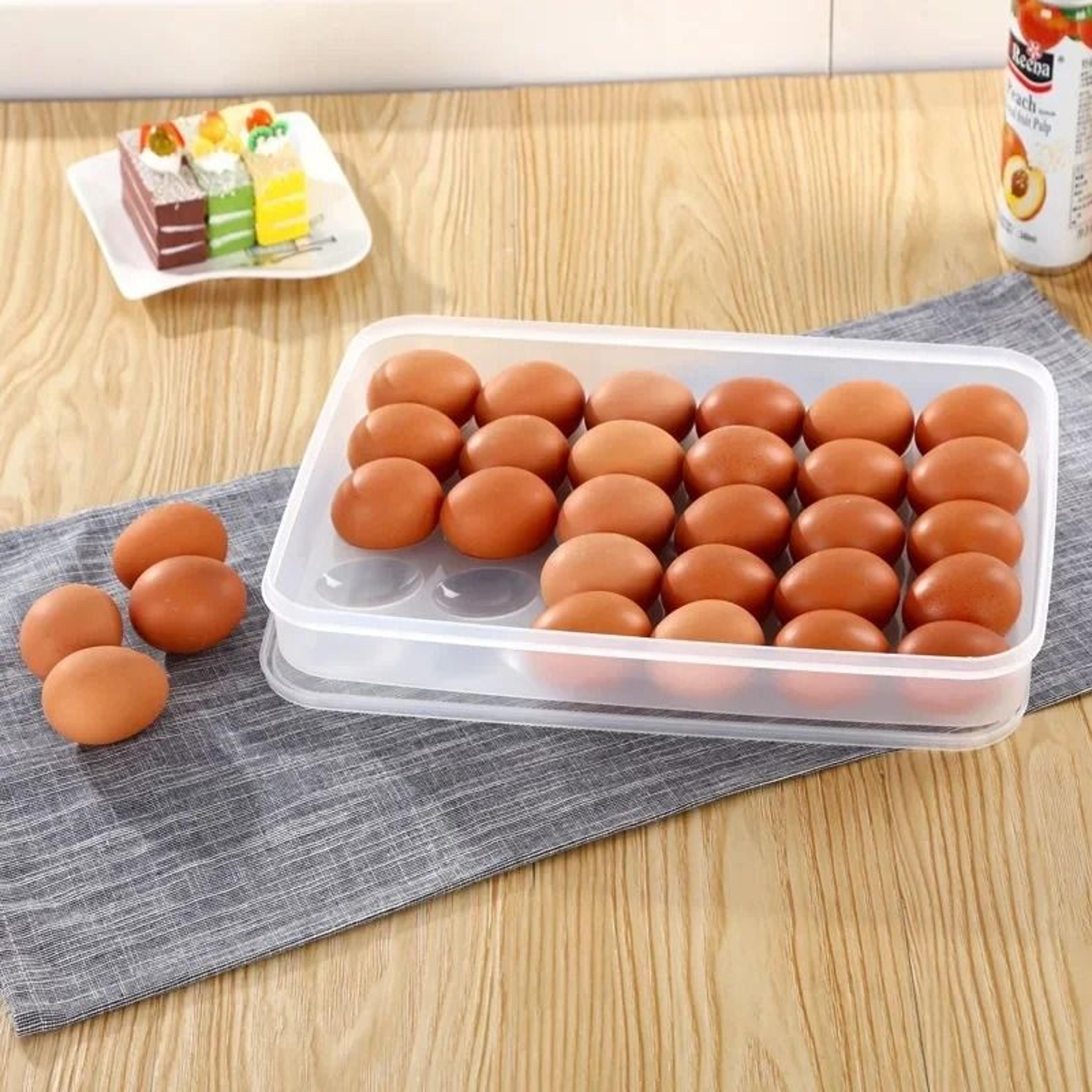large 30 grid egg storage container with cover for refrigerator