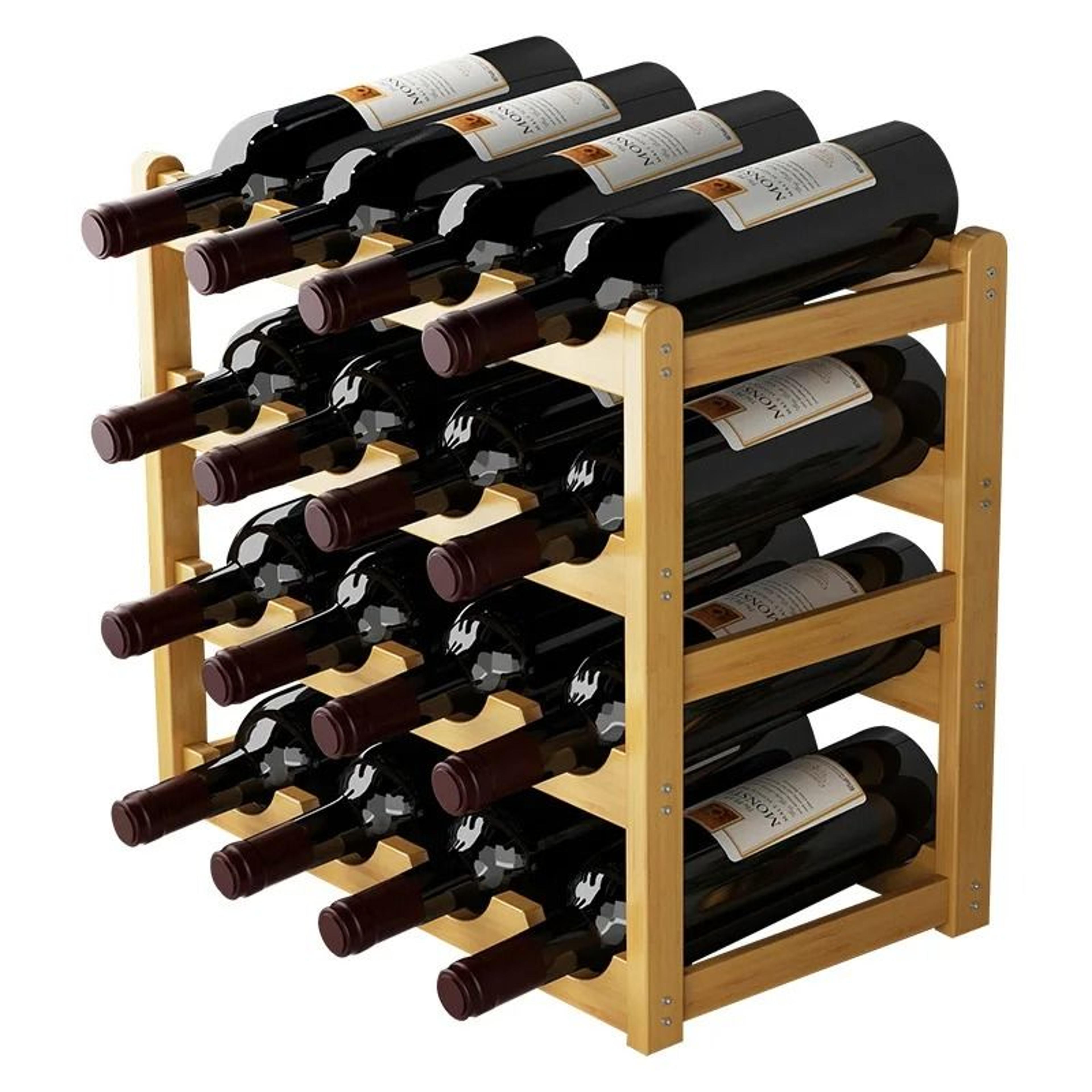 bamboo wine bottle rack countertop display storage holder