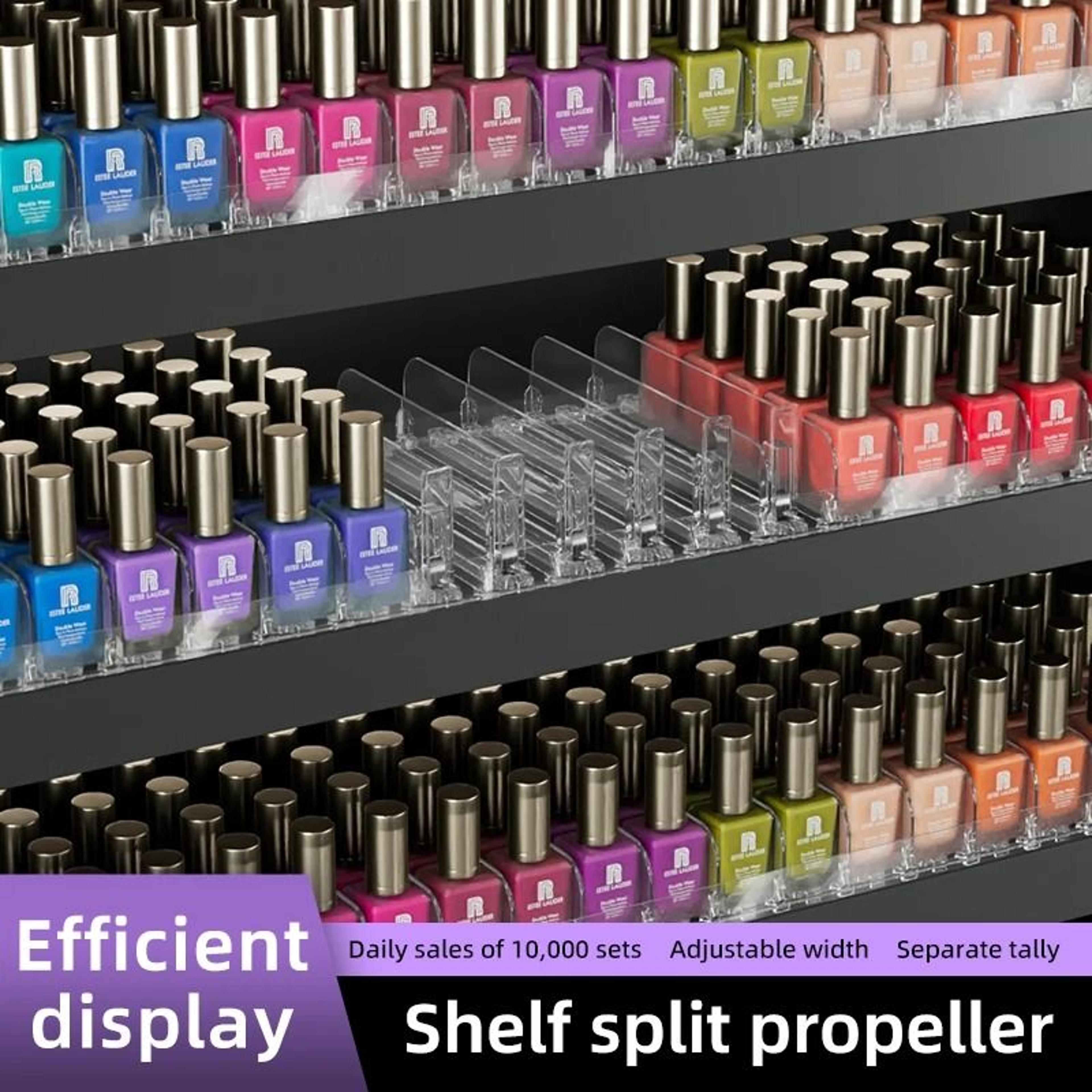 automatic shelf pusher display rack for cosmetics storage