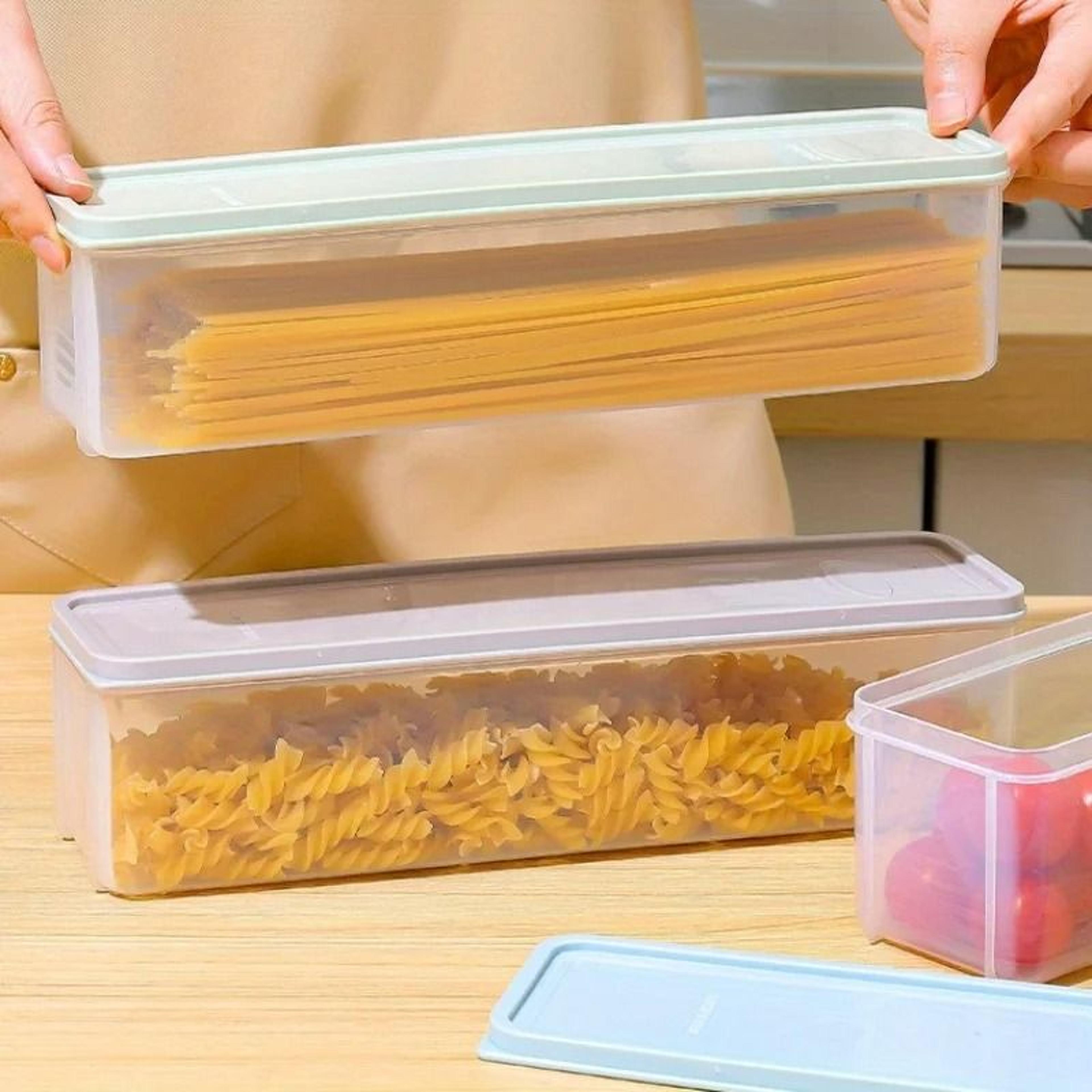 spaghetti storage container with lid for pantry organization
