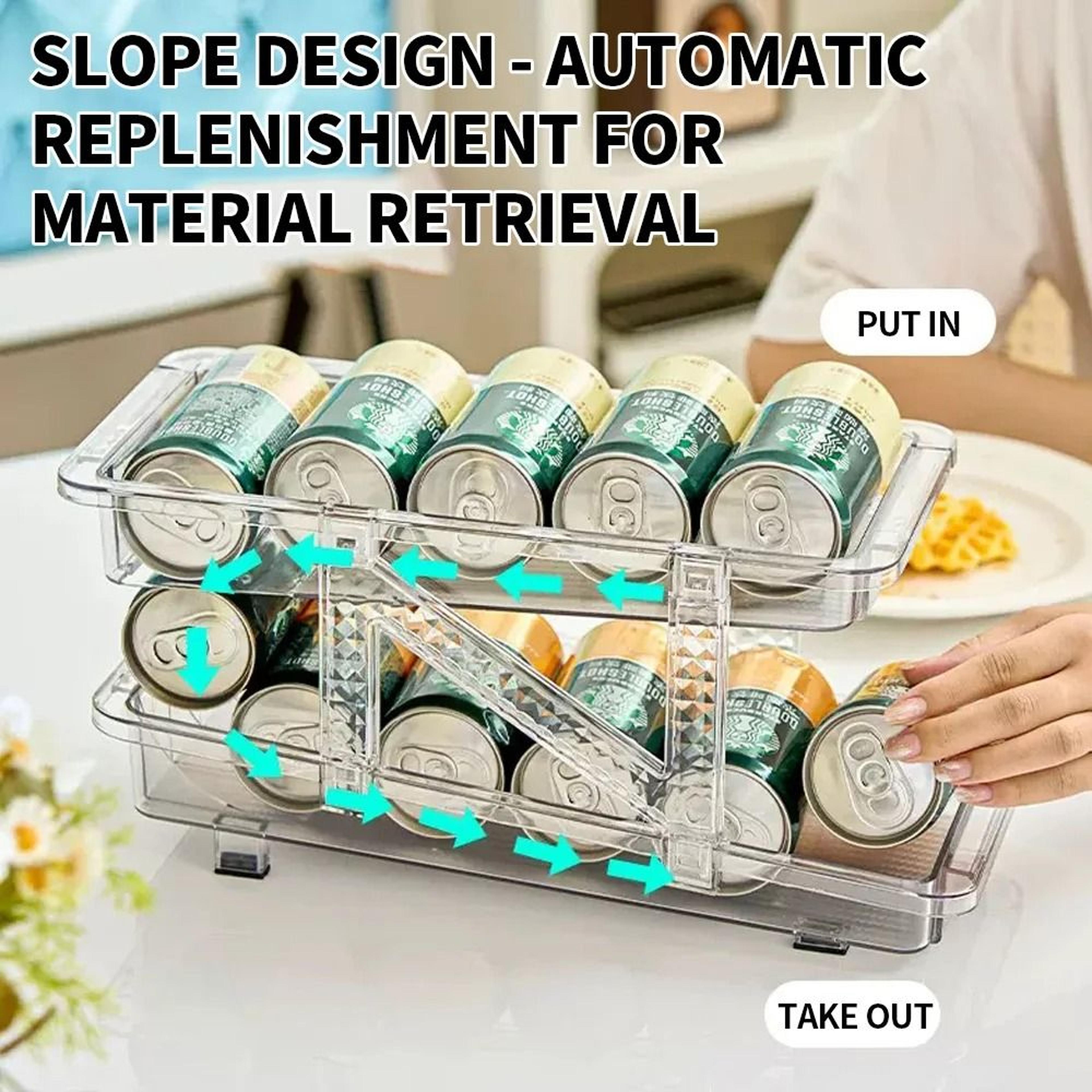double layer beverage can organizer for fridge storage